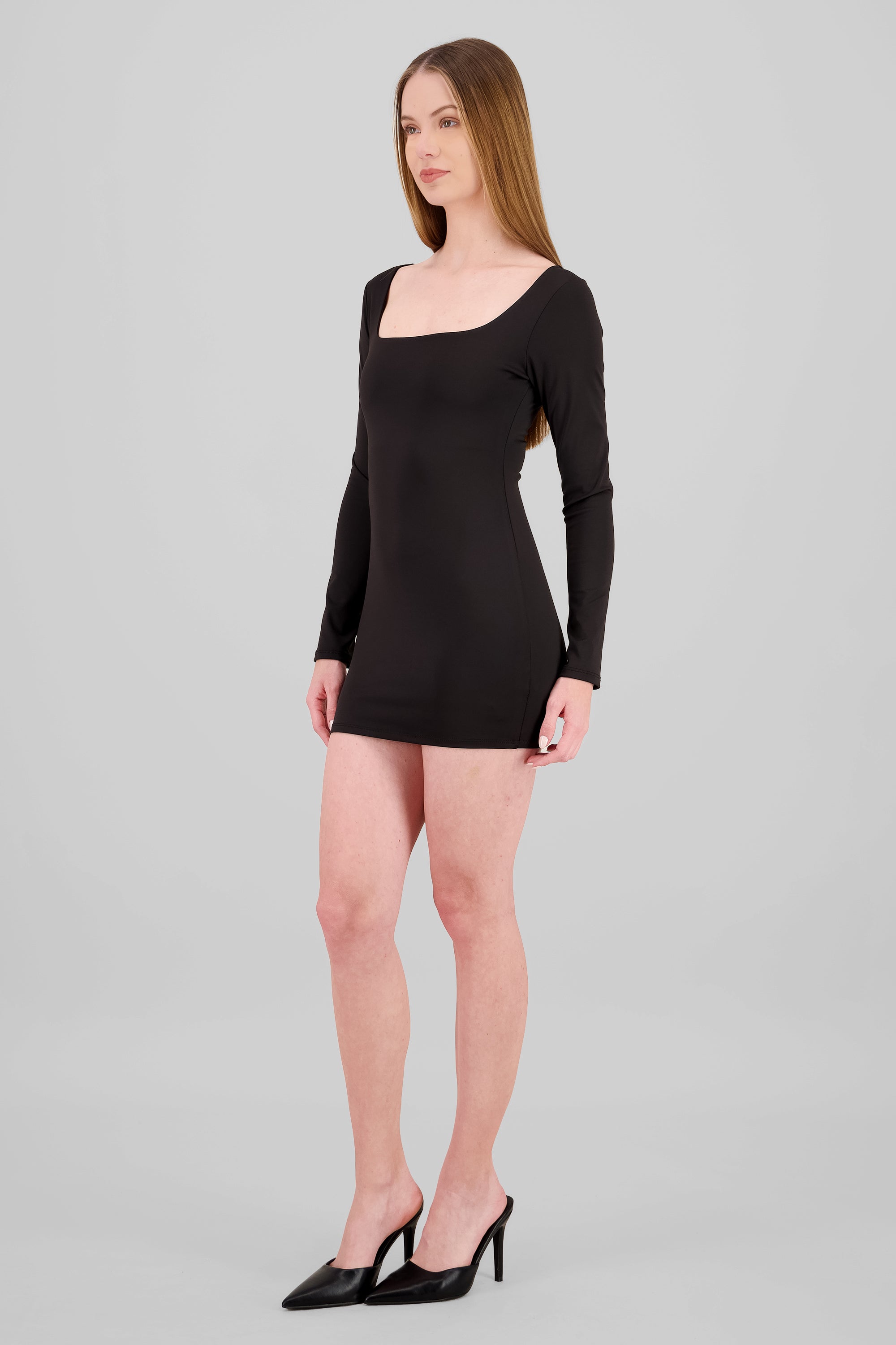 Vestido bodycon de tacto suave liso NEGRO