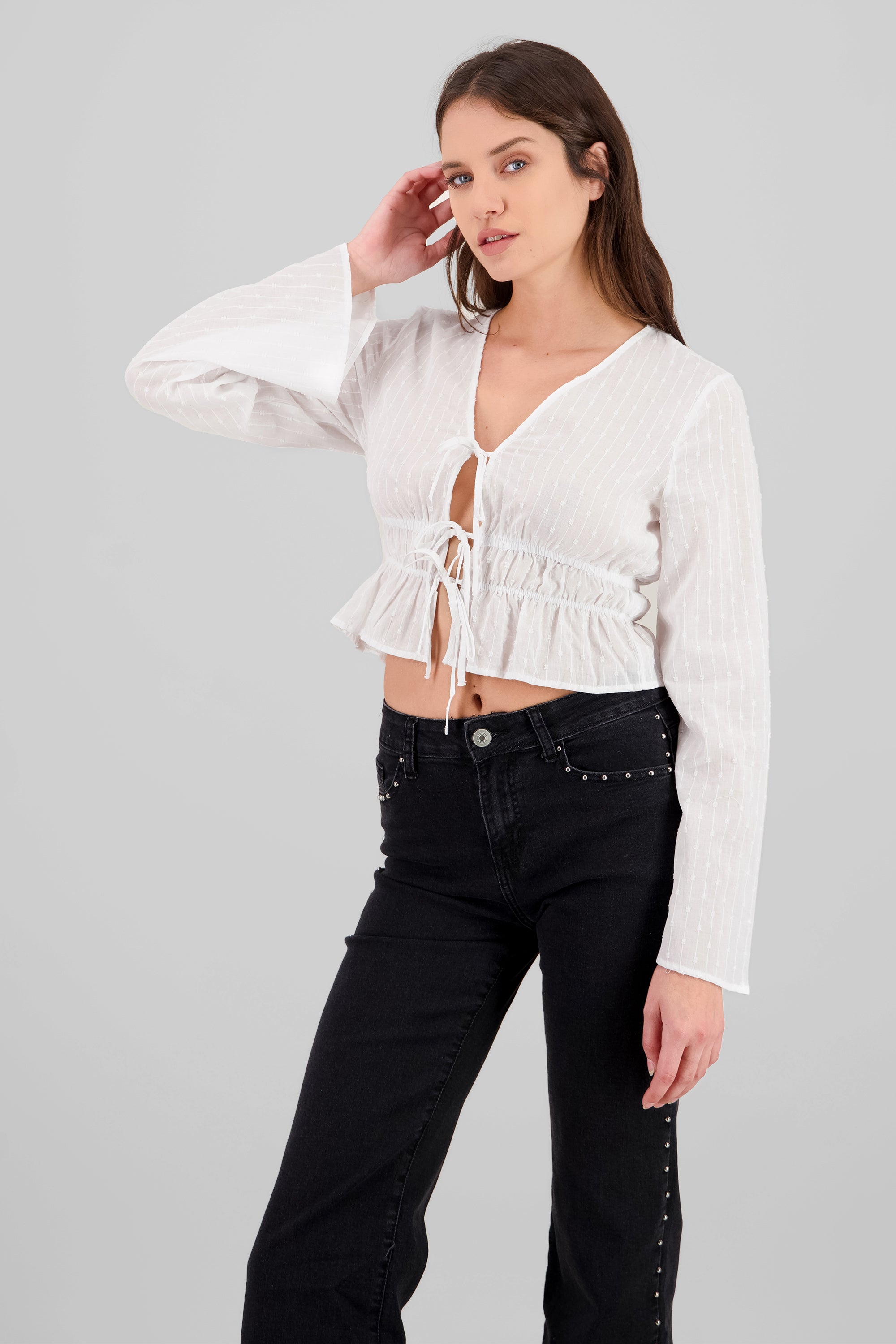 Blusa dobby BLANCO