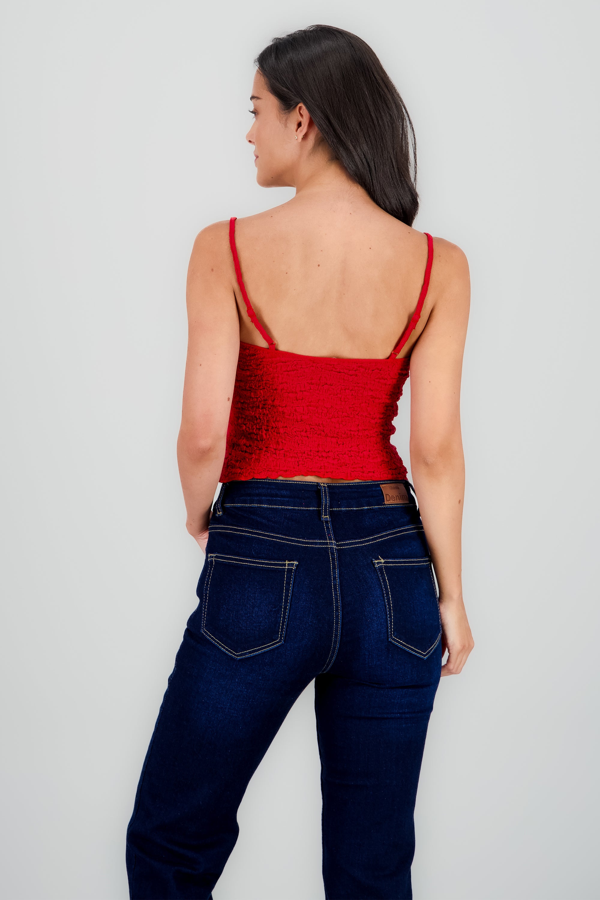 Top textura con tirantes ROJO