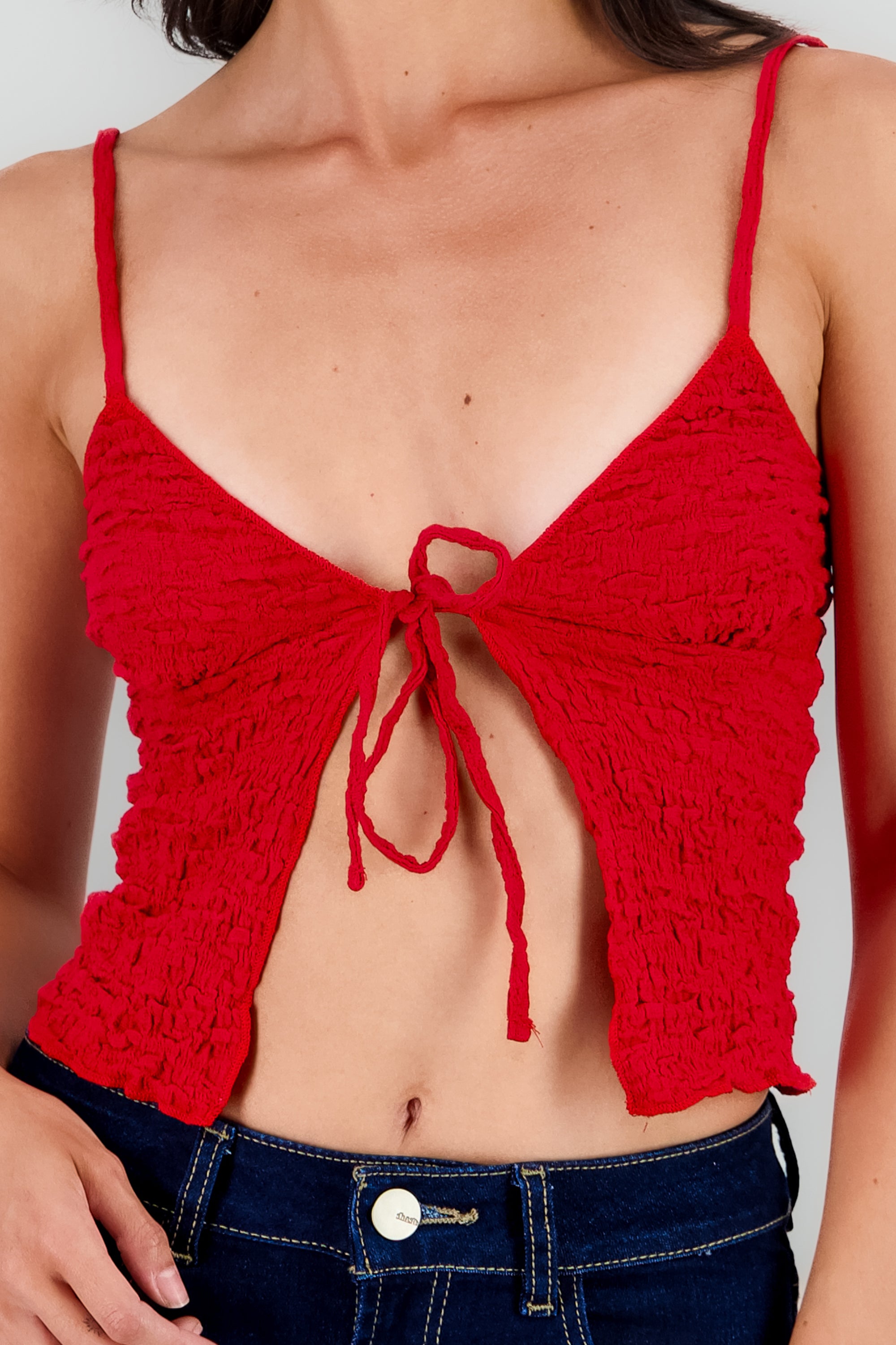 Top textura con tirantes ROJO