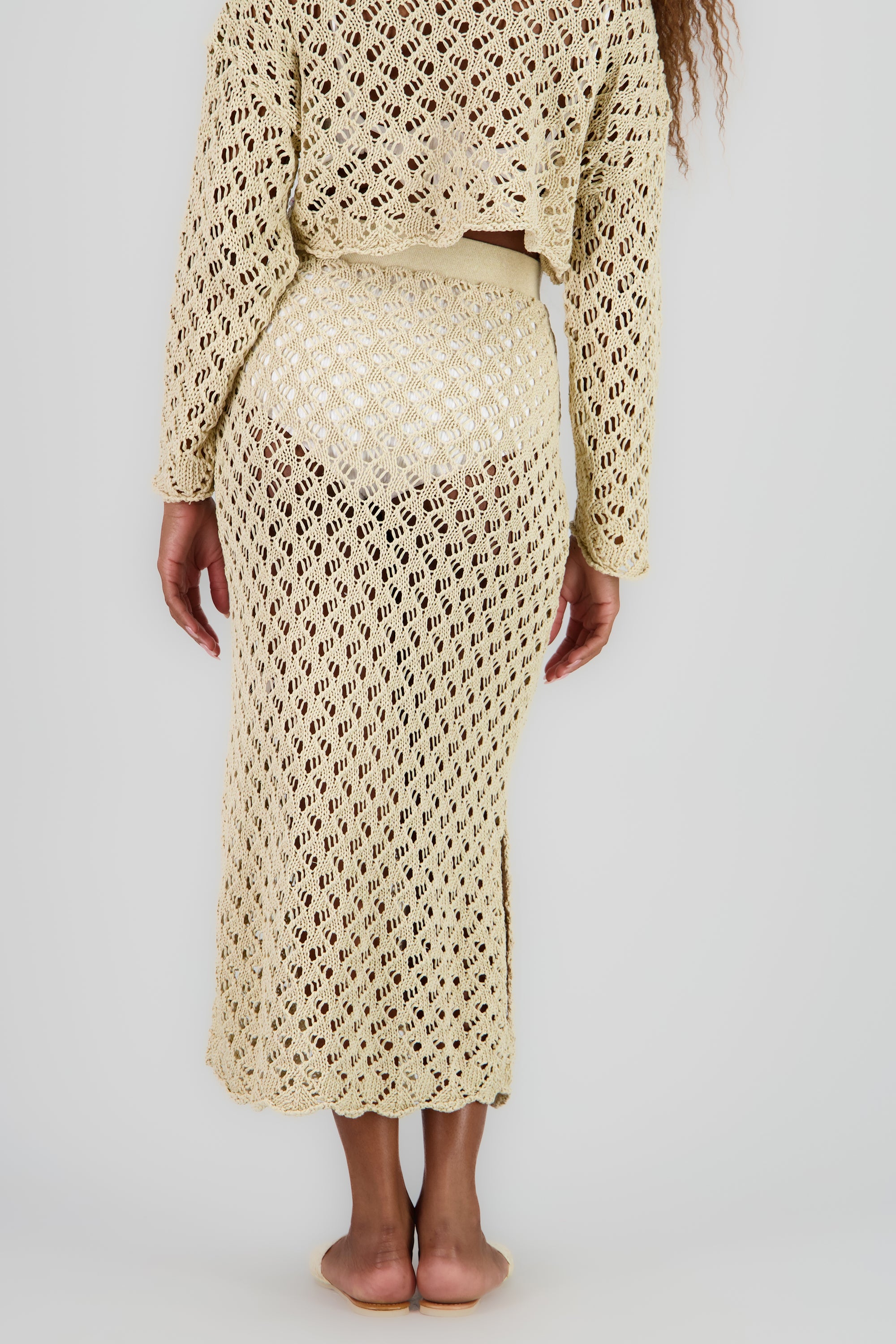 Falda maxi crochet KHAKI