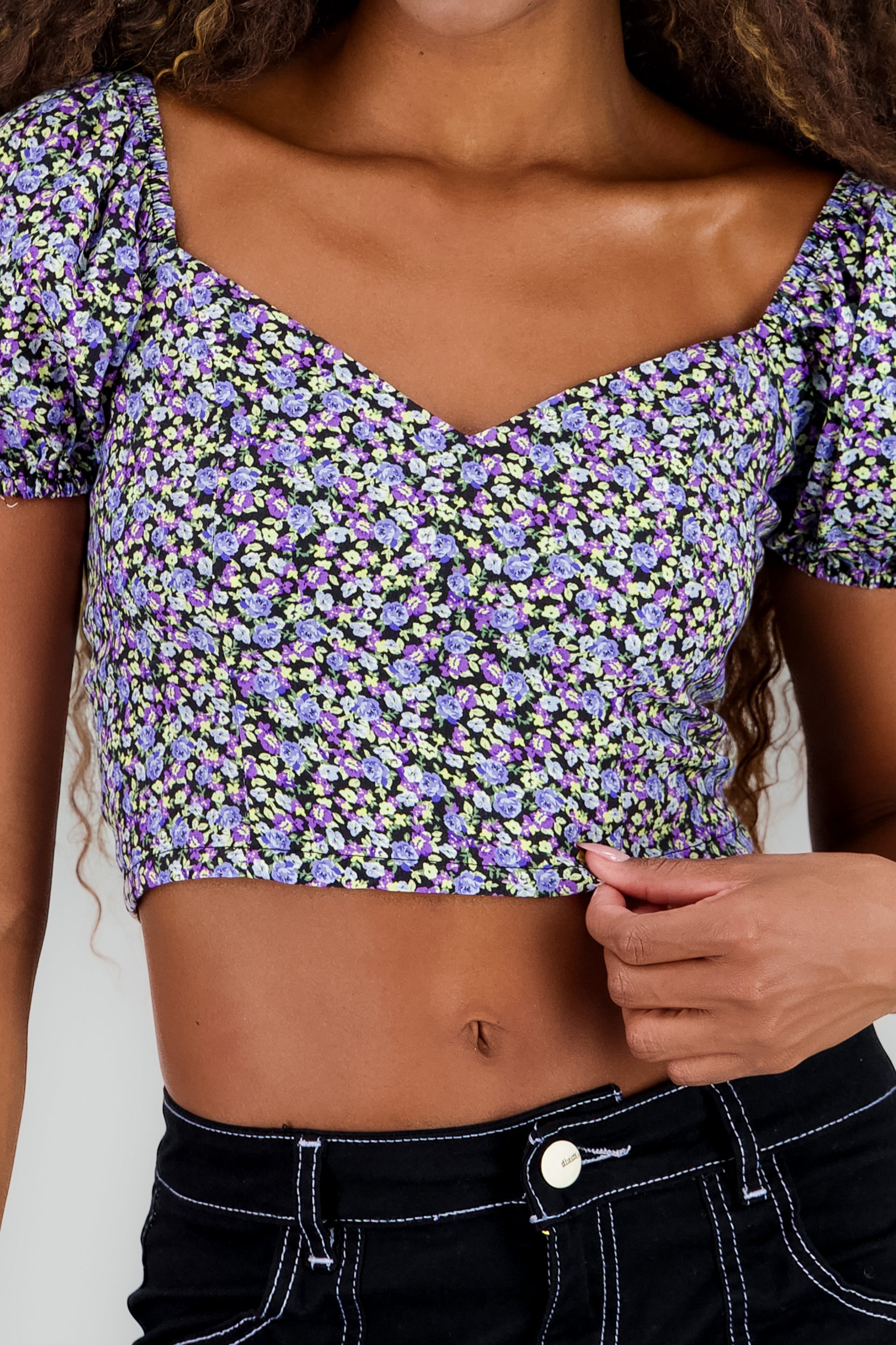 Camisa mangas abullonadas MORADO COMBO