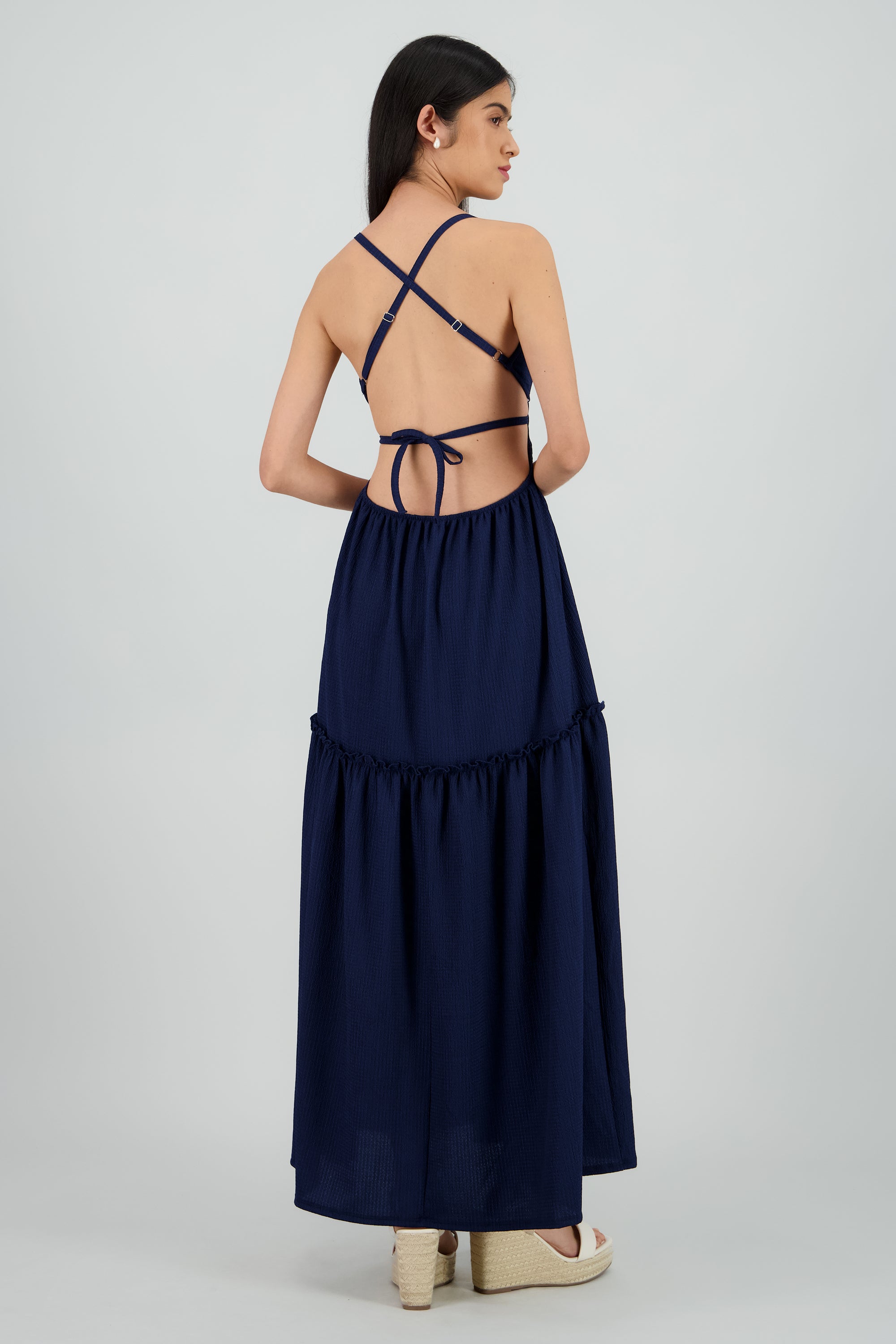 Vestido maxi espalda escote MARINO