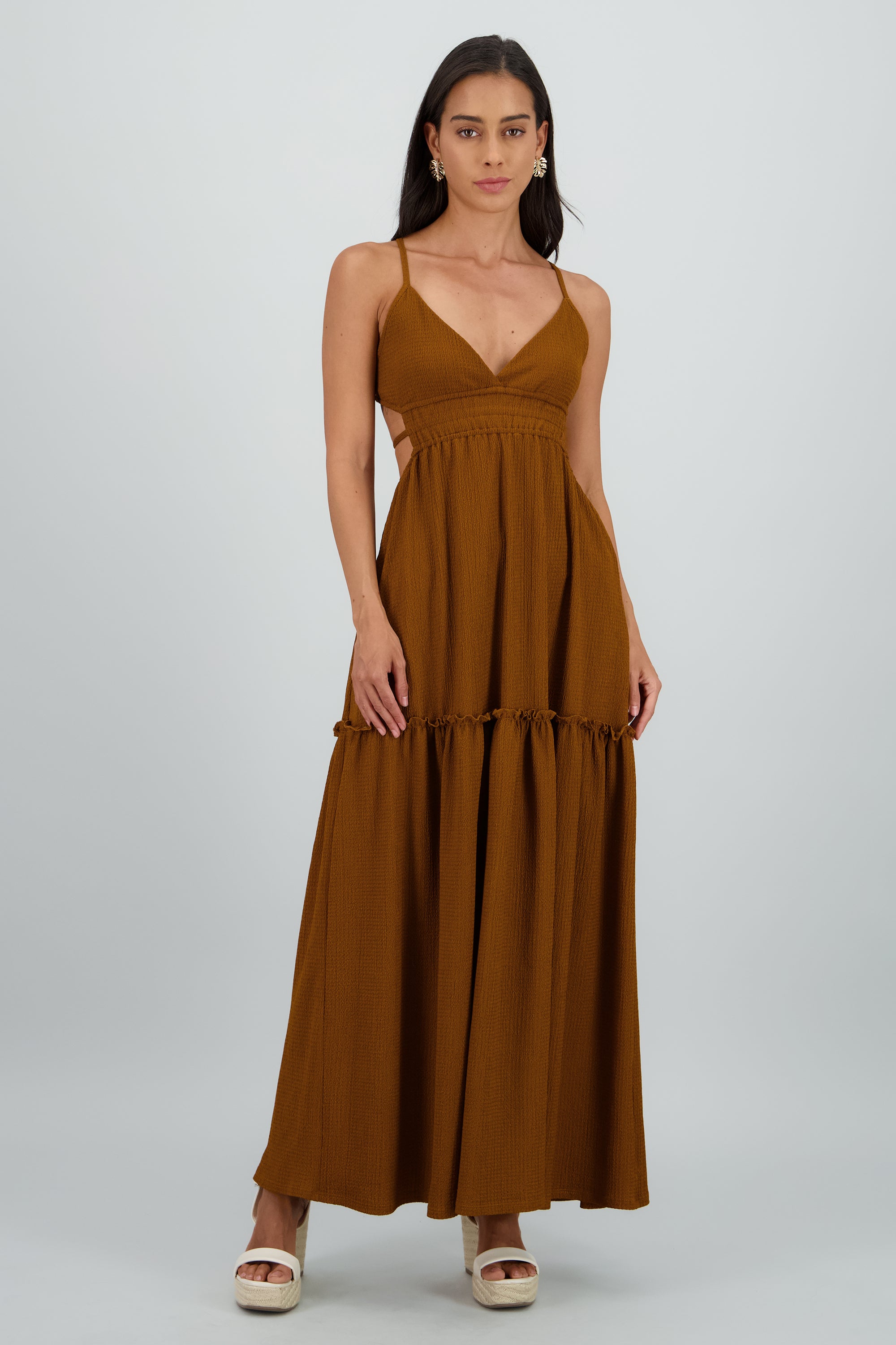 Vestido maxi espalda escote KHAKI