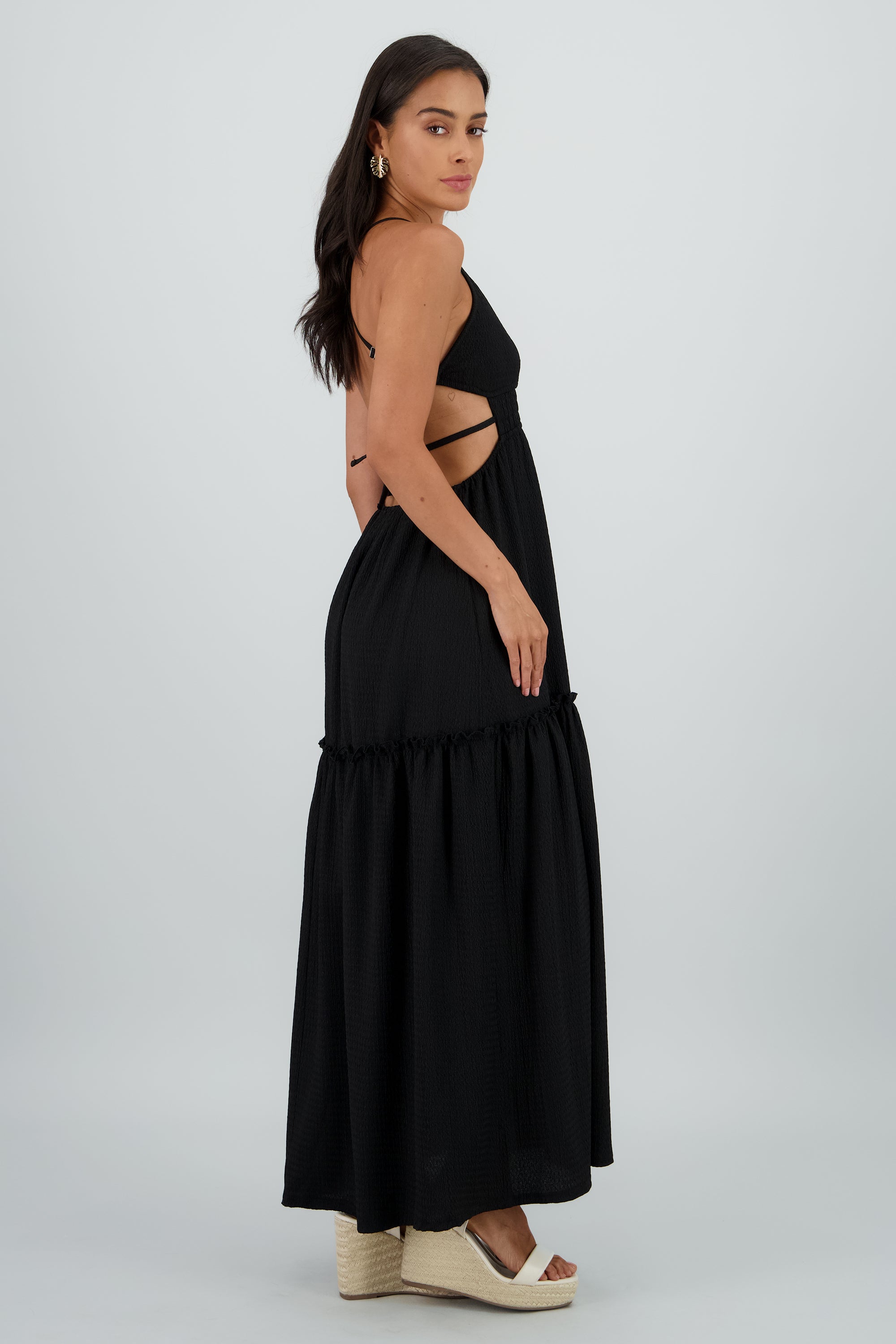 Vestido maxi espalda escote NEGRO