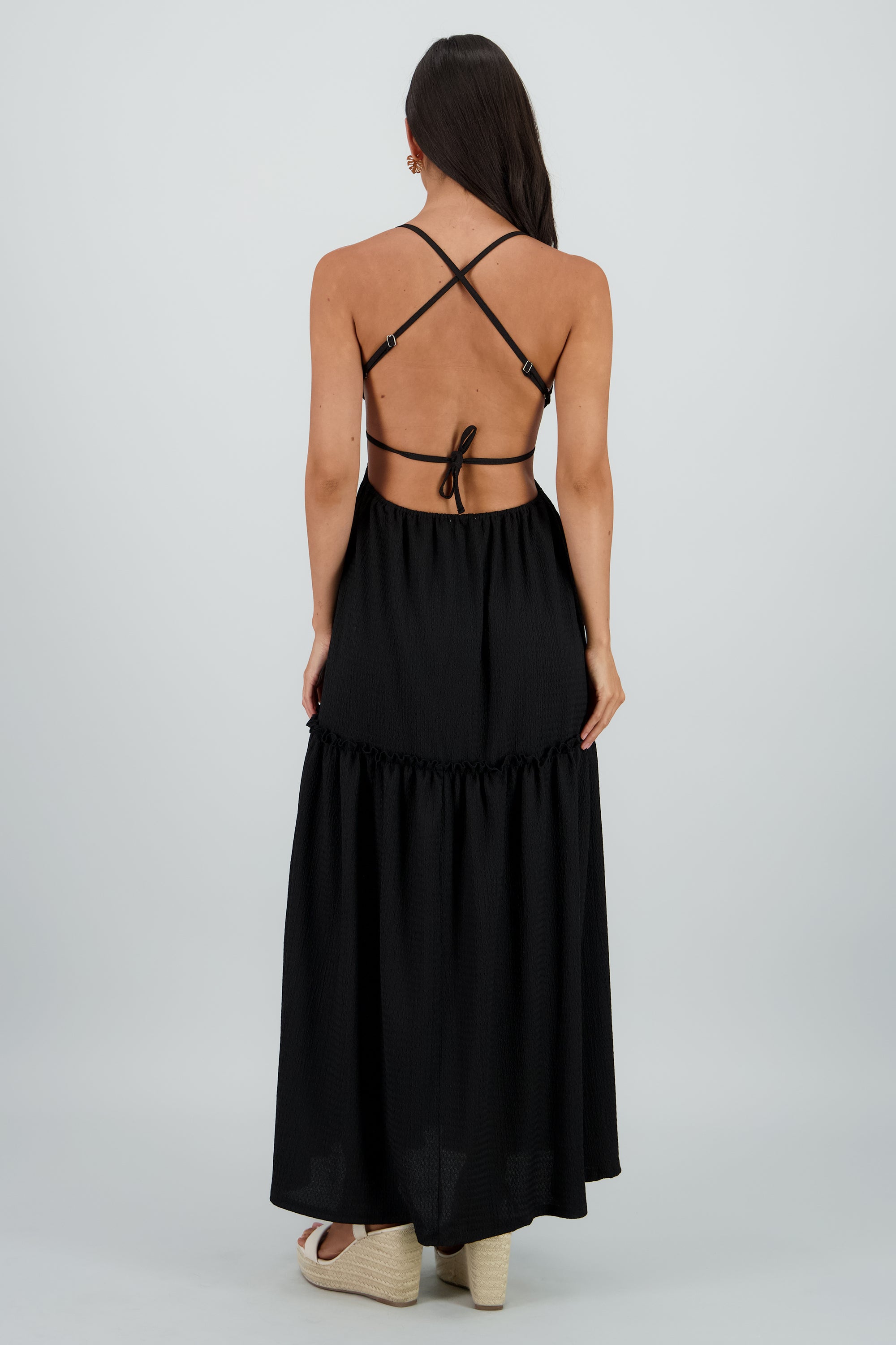 Vestido maxi espalda escote NEGRO