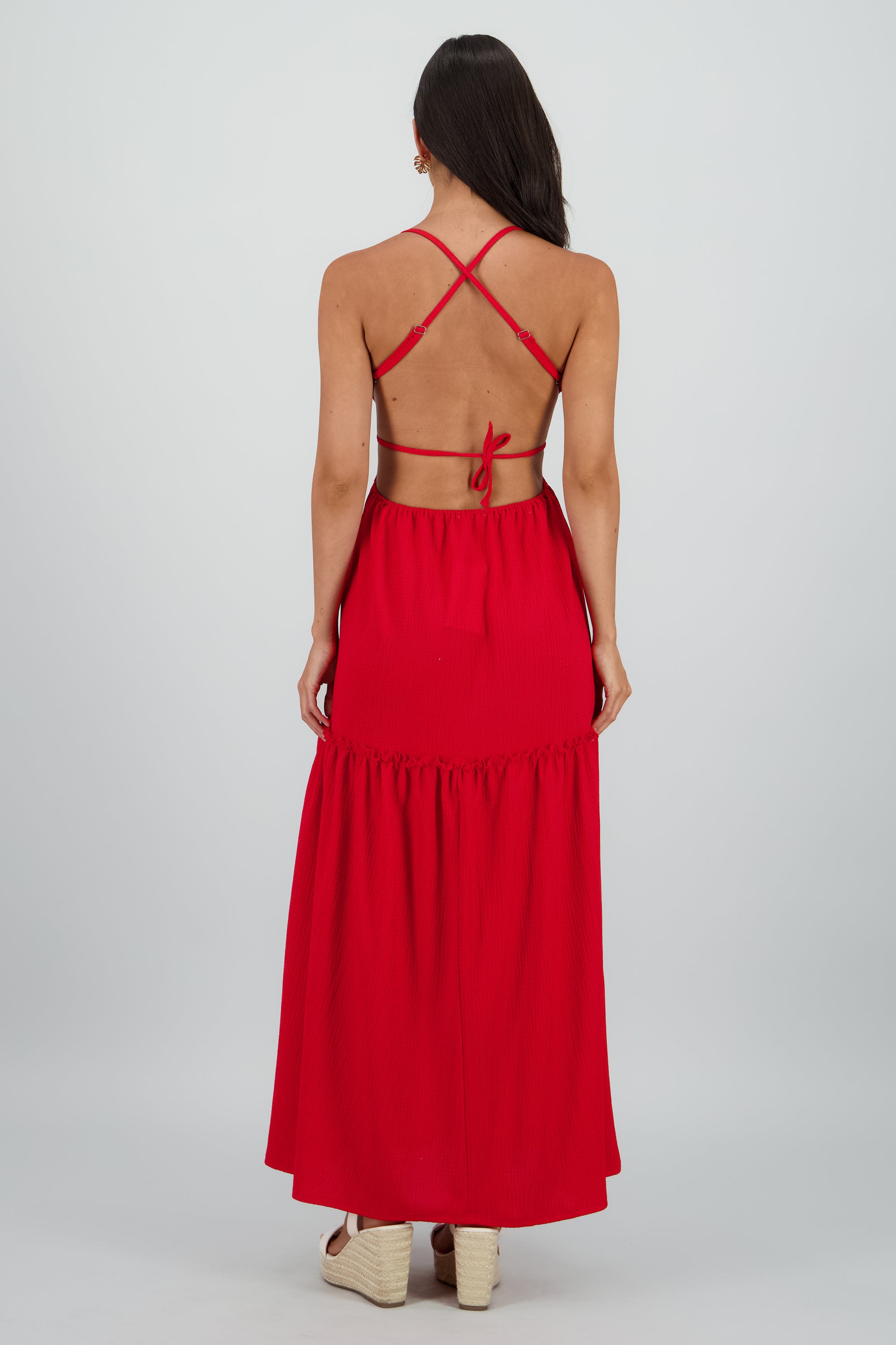 Vestido maxi espalda escote ROJO