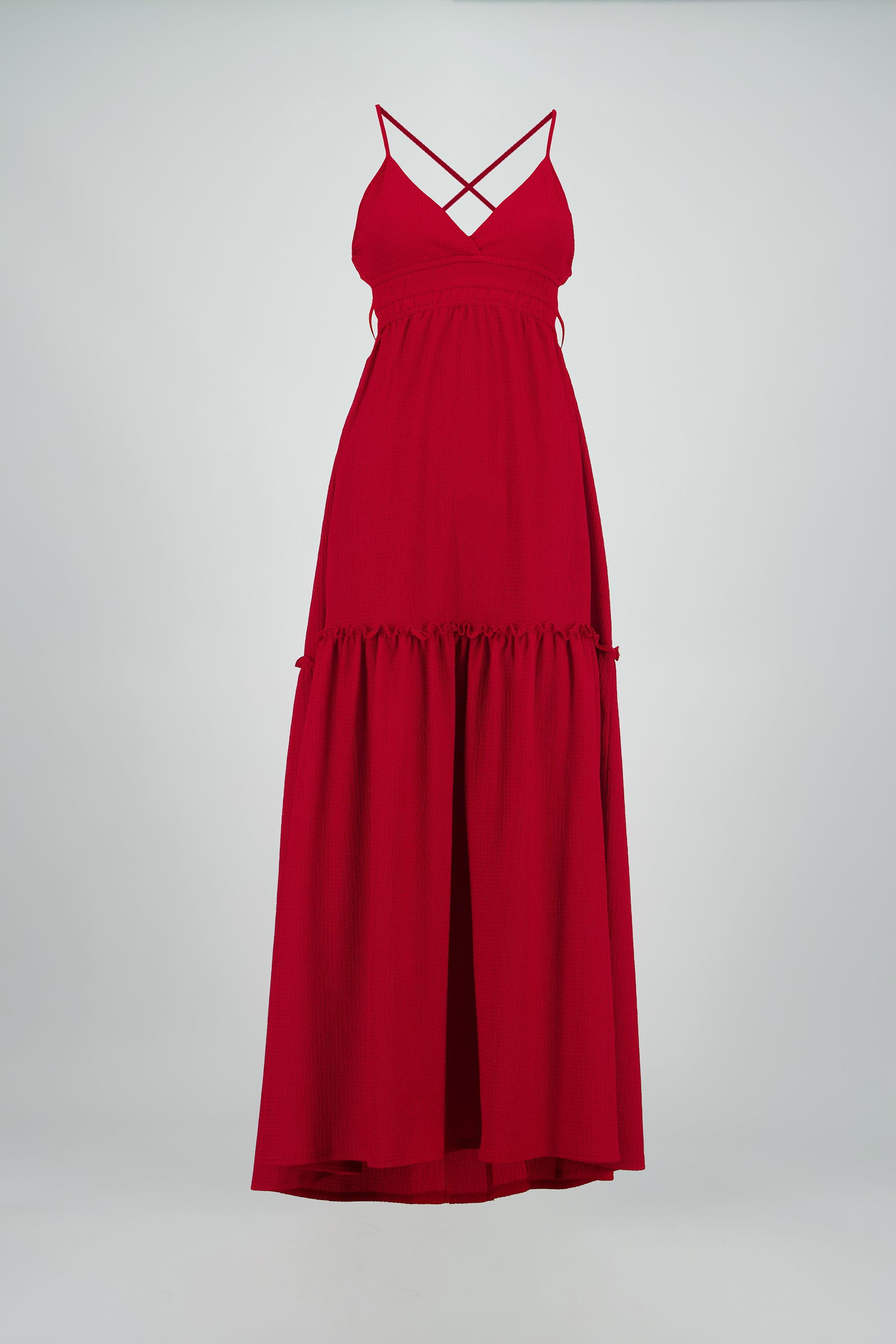 Vestido maxi espalda escote ROJO QUEMADO