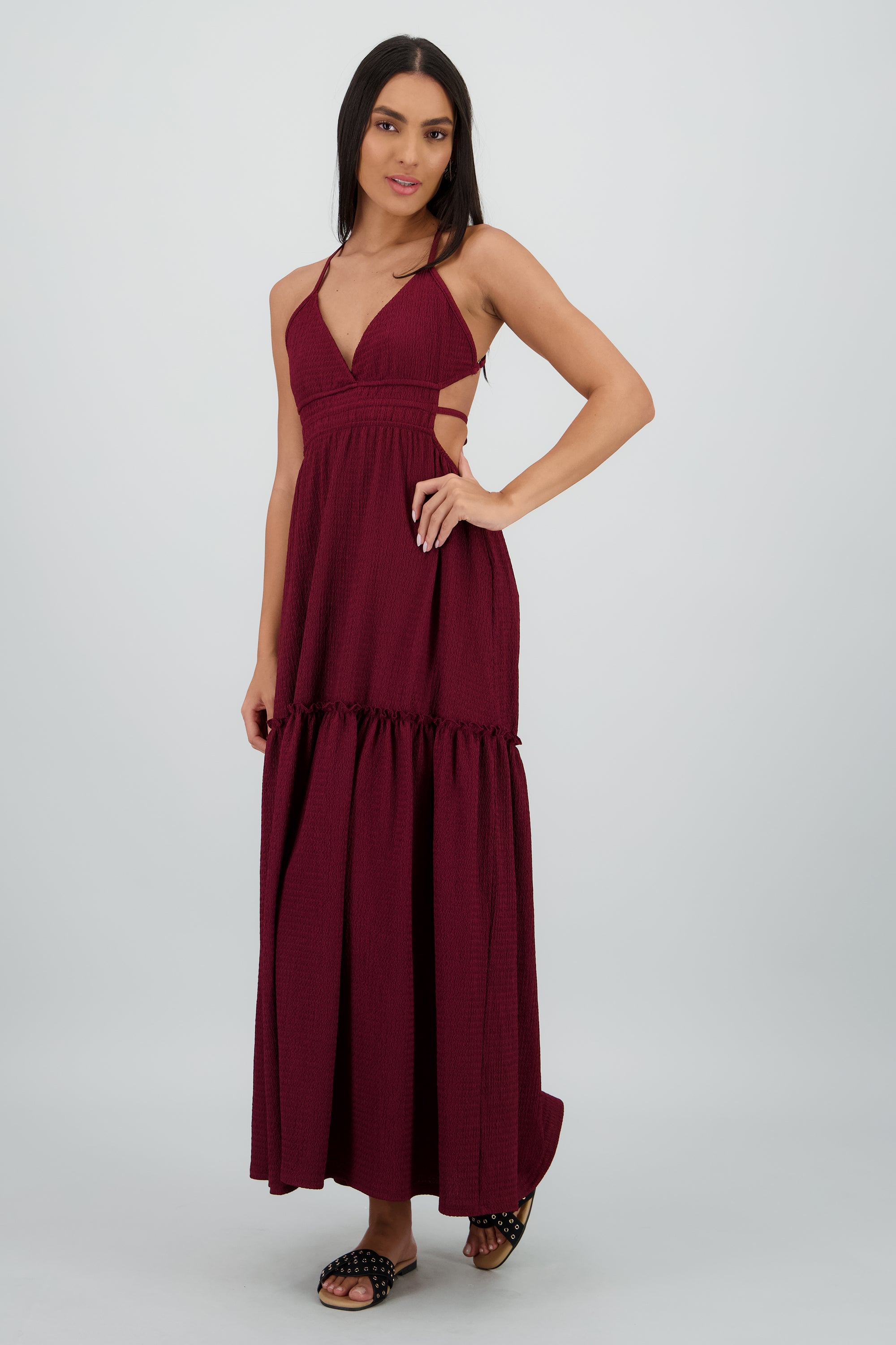 Vestido maxi espalda escote VINO
