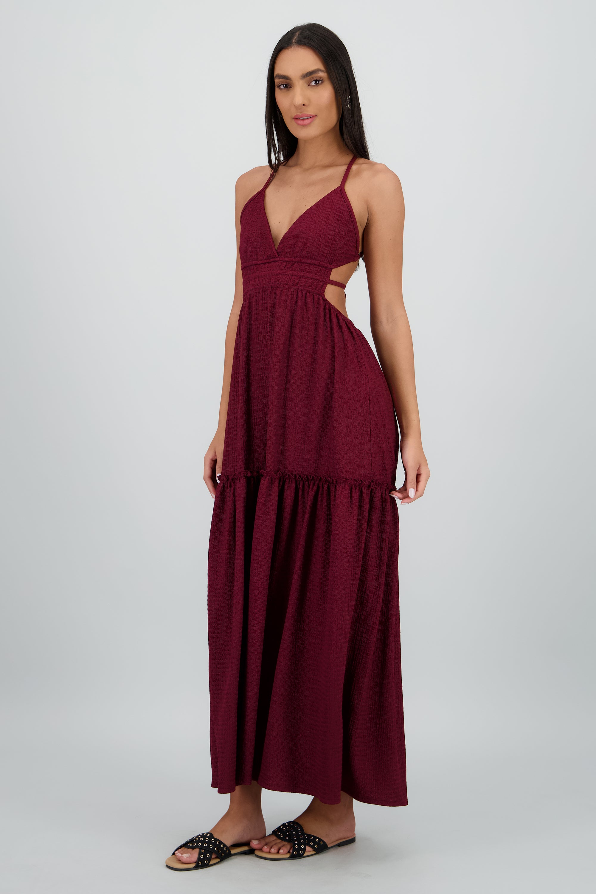 Vestido maxi espalda escote VINO