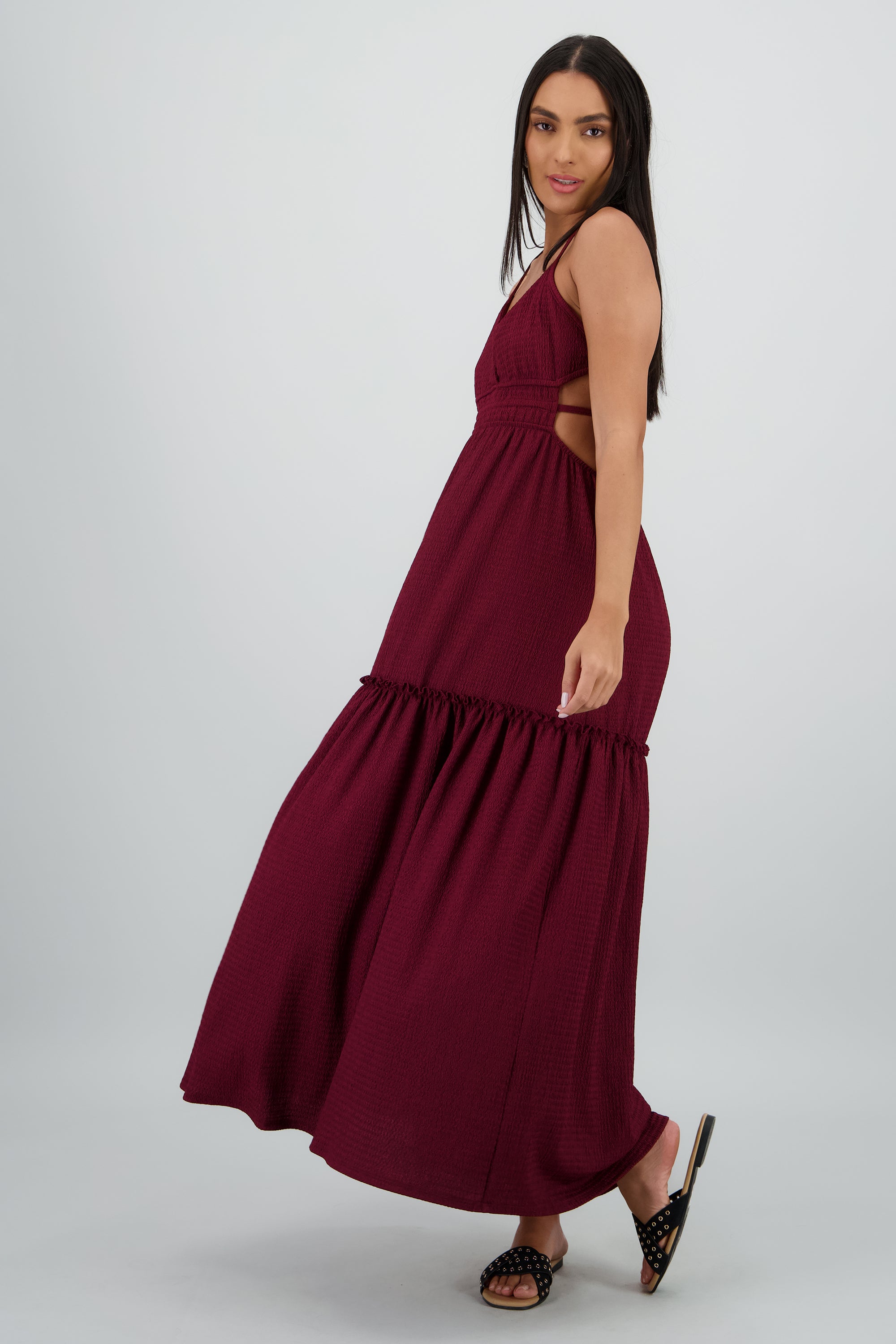 Vestido maxi espalda escote VINO