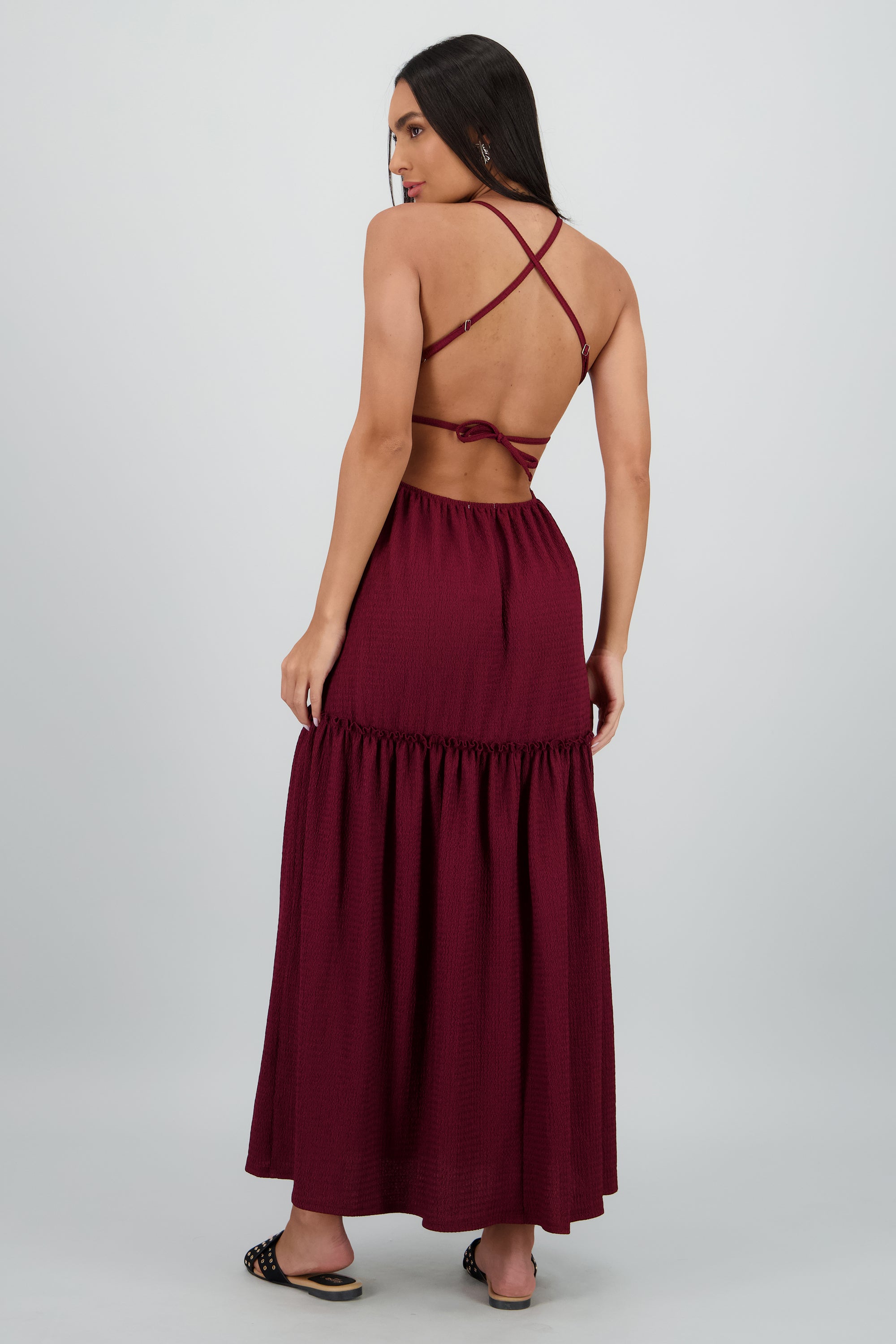 Vestido maxi espalda escote VINO