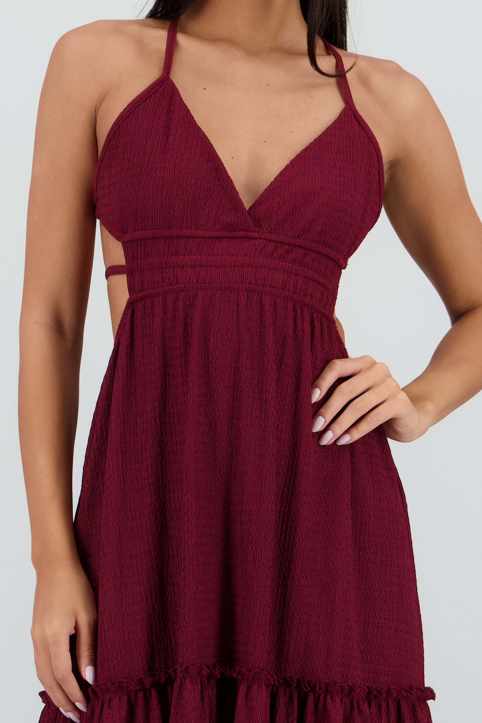 Vestido maxi espalda escote VINO