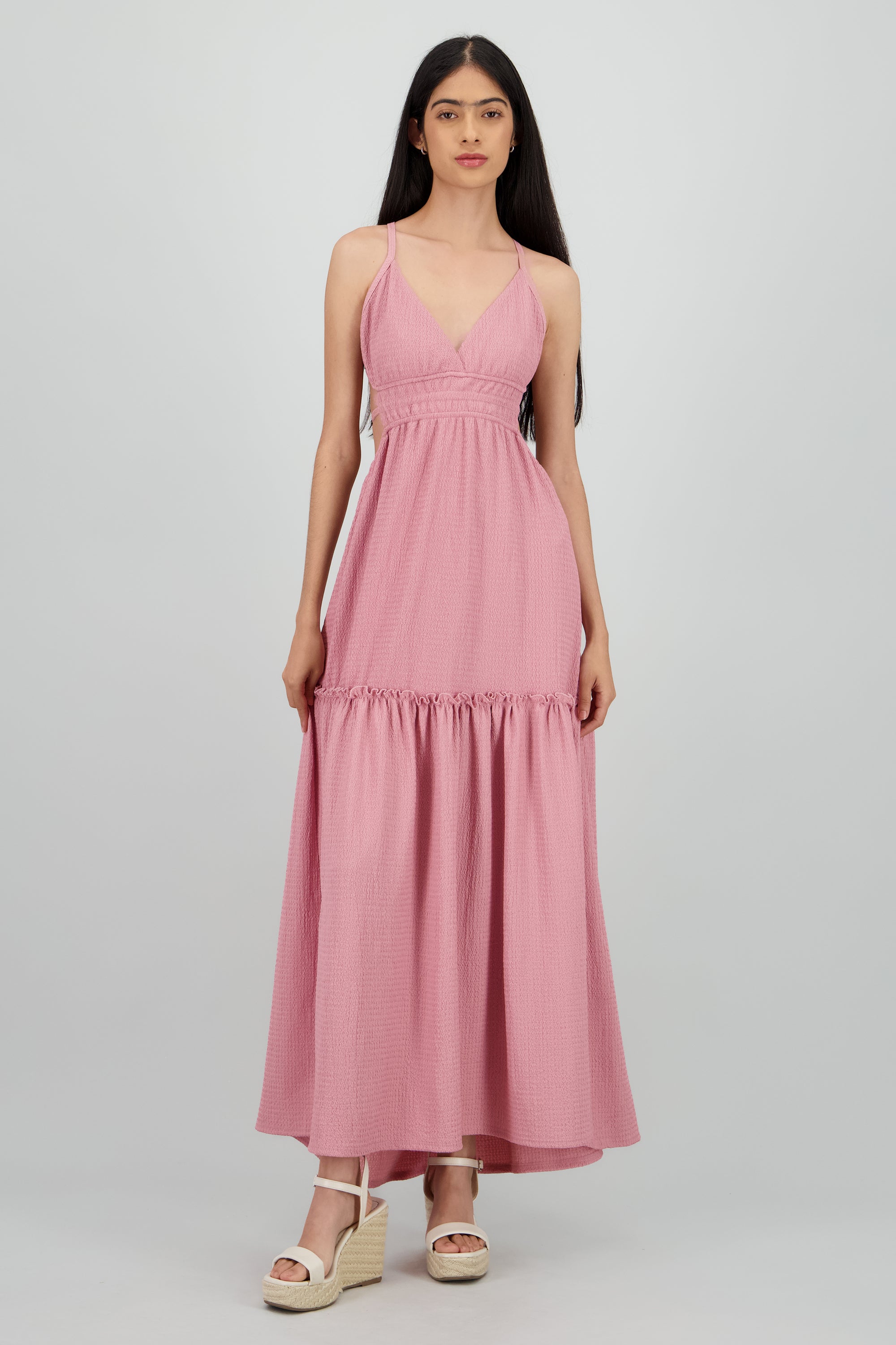 Vestido maxi espalda escote ROSA