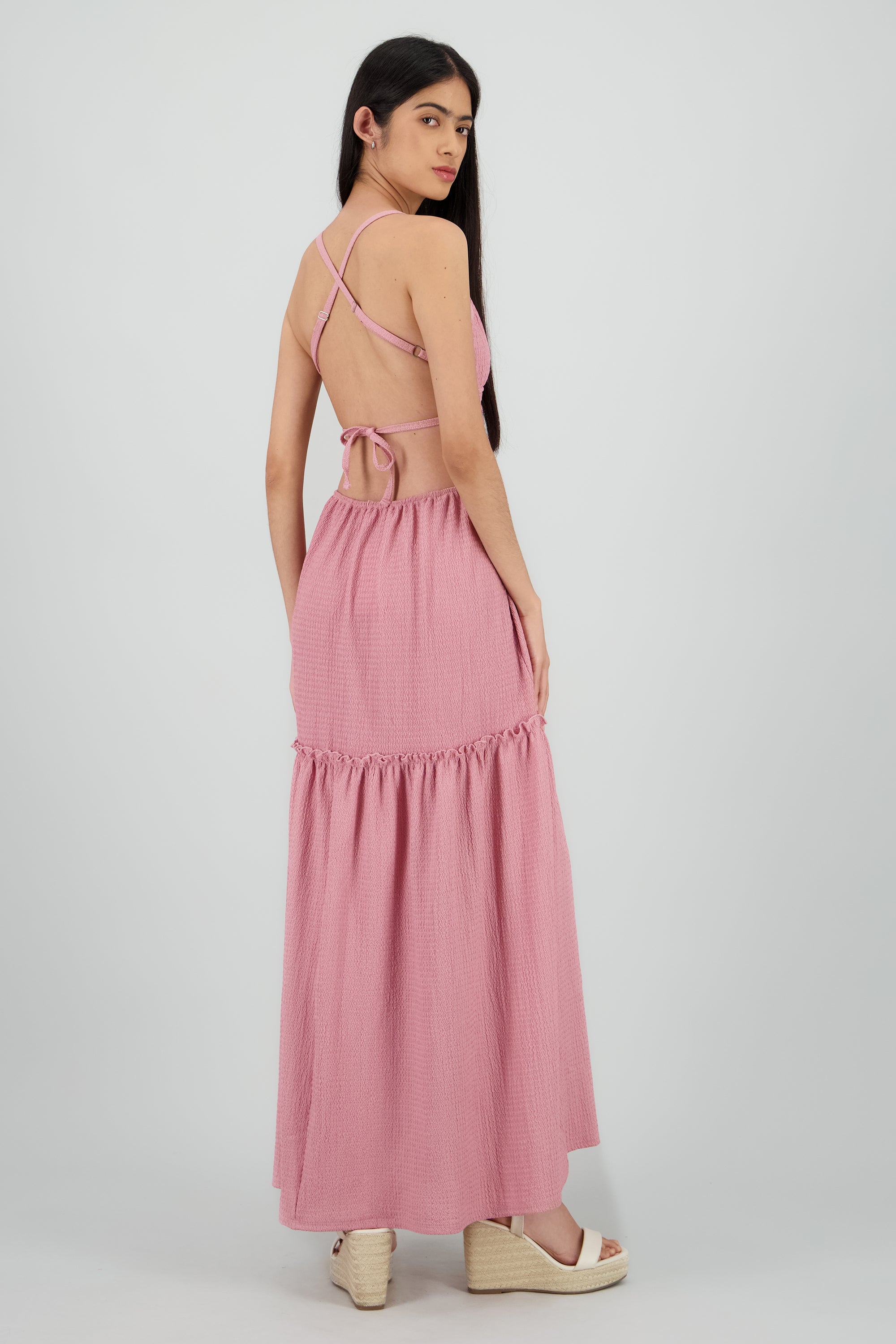 Vestido maxi espalda escote ROSA