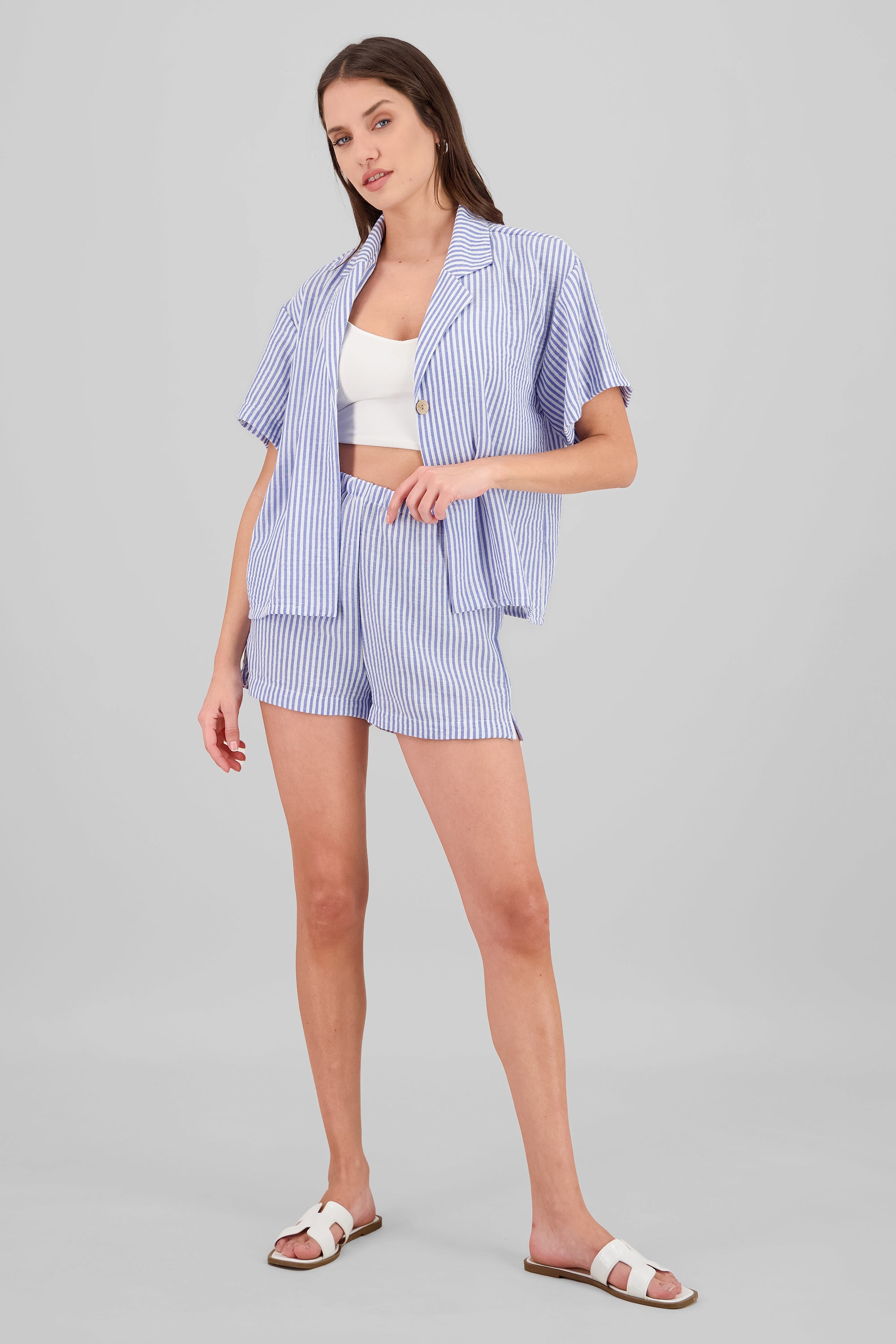 Short textura lineas AZUL COMBO