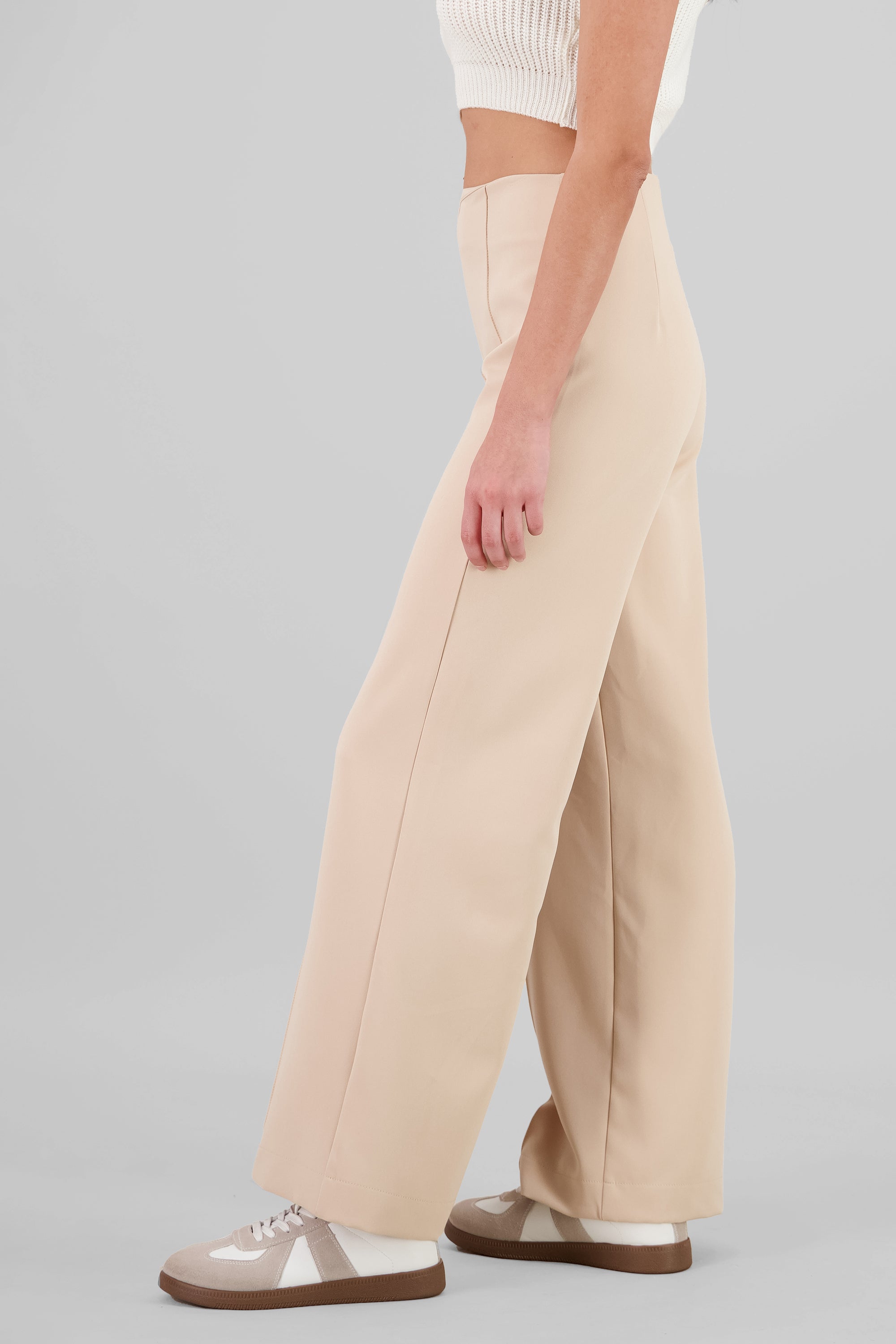 Pantalon wide leg detalle costura BEIGE