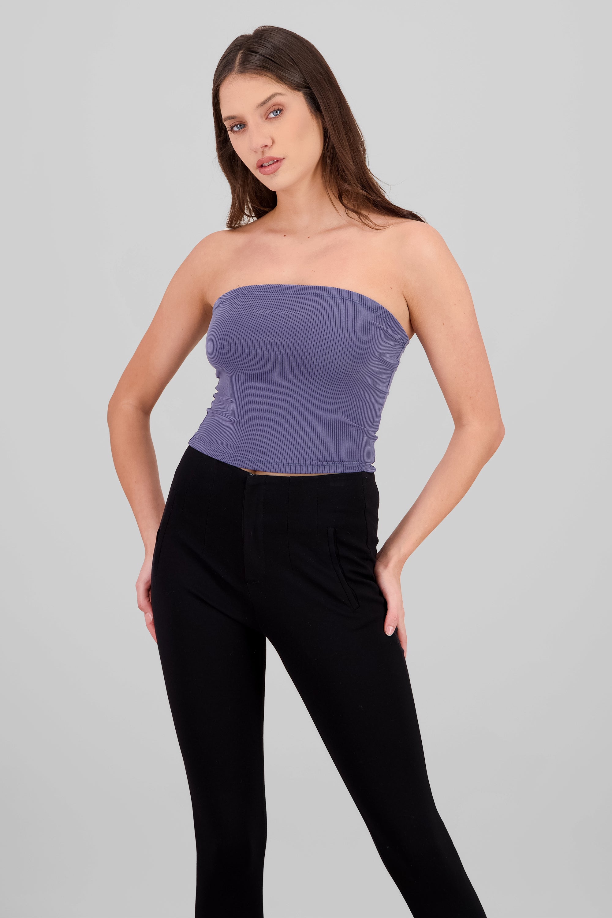 Top bandeau rib AZUL