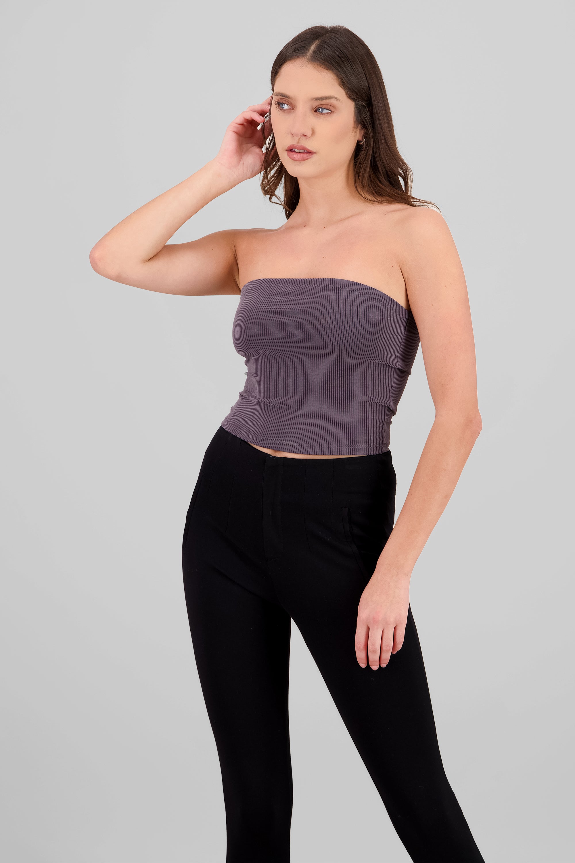 Top bandeau rib GRIS OBSCURO