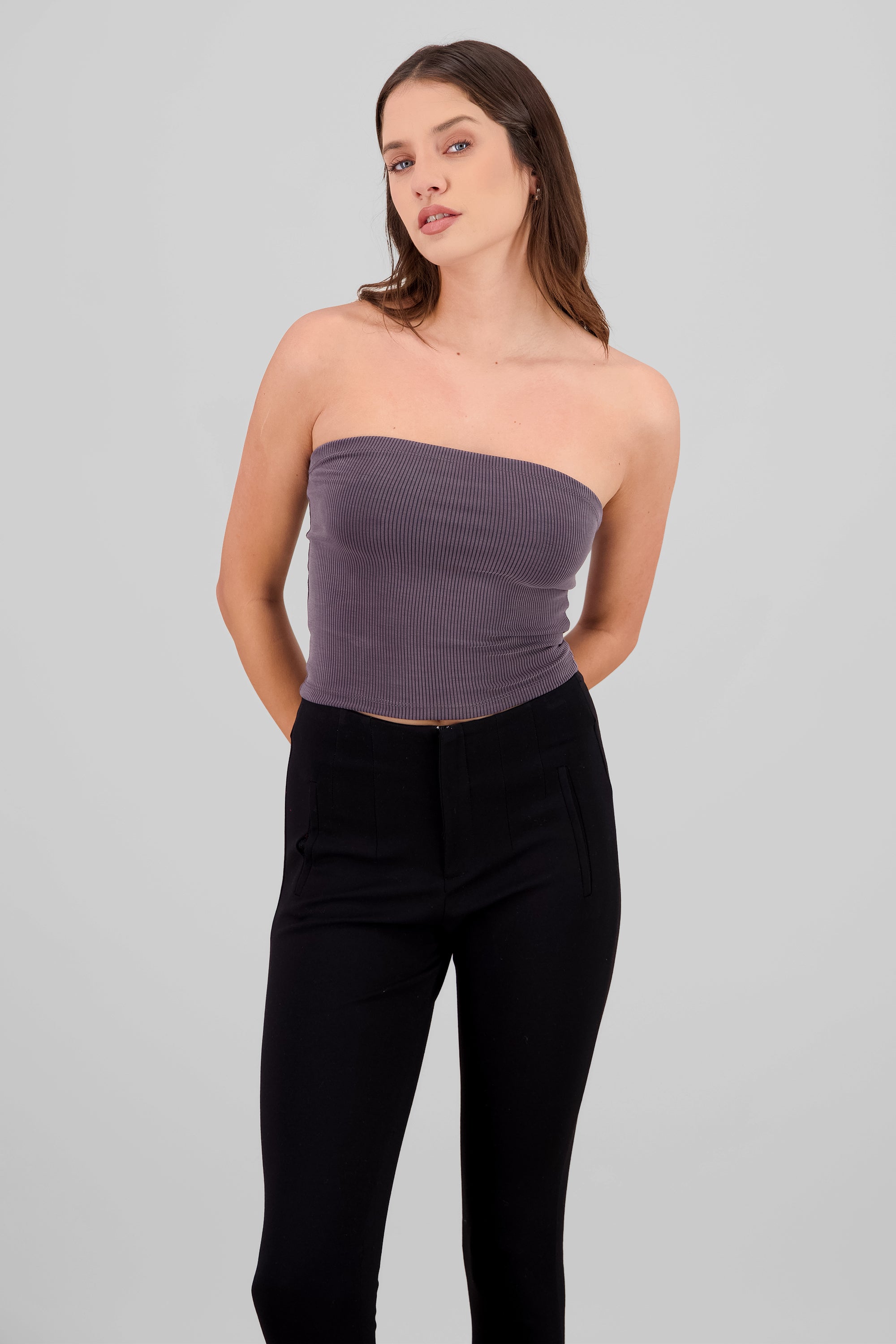 Top bandeau rib GRIS OBSCURO