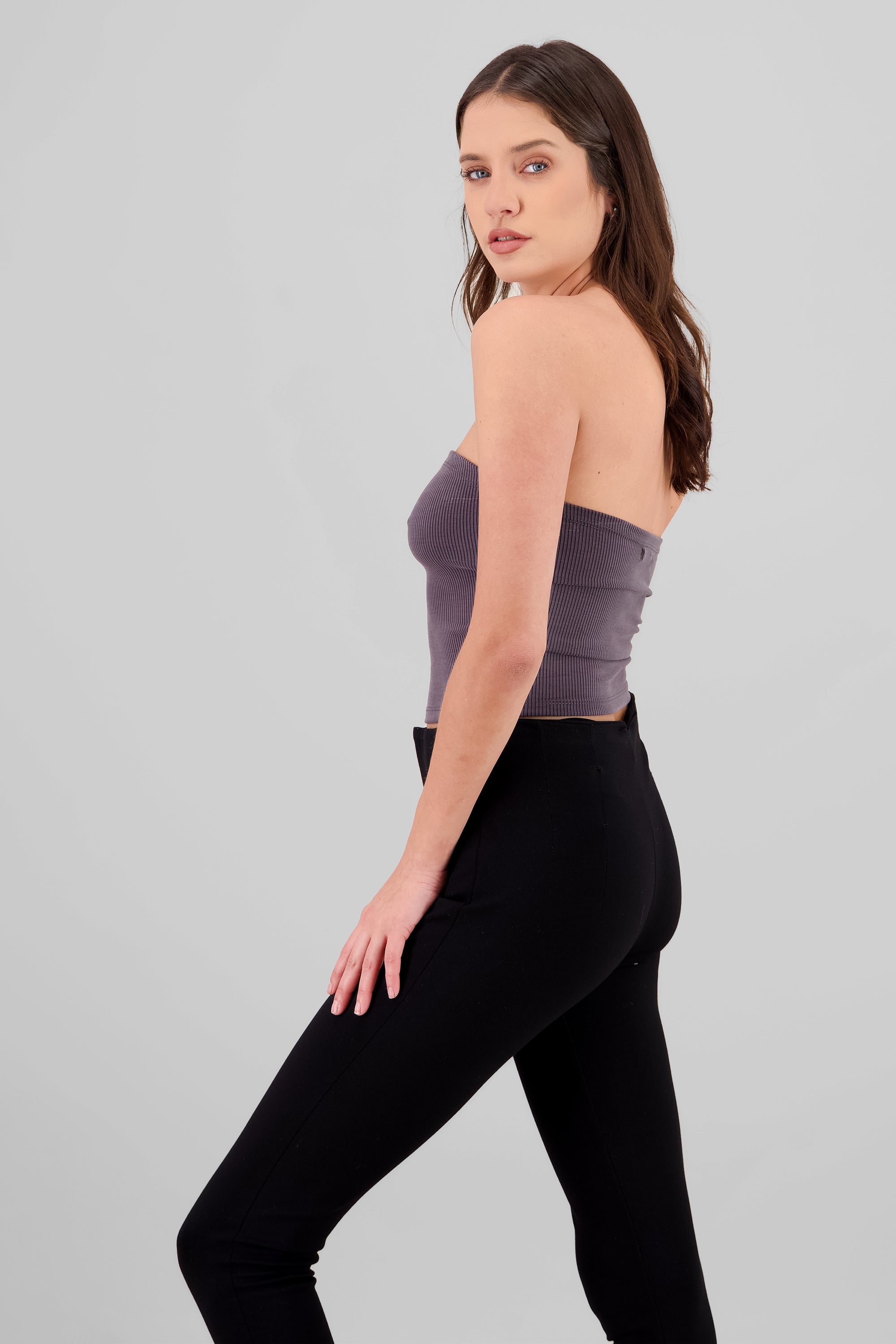 Top bandeau rib GRIS OBSCURO