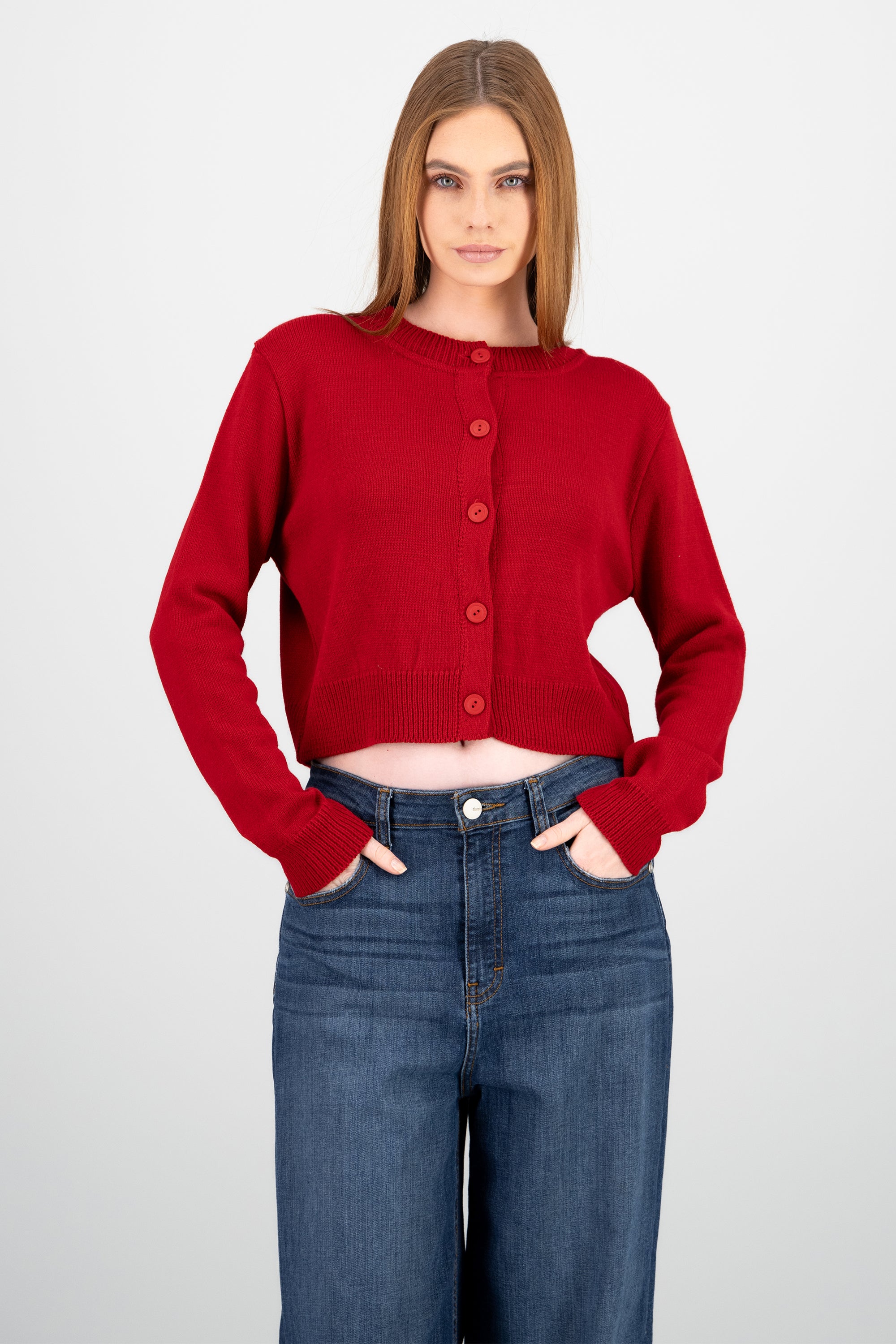 Cardigan botones liso ROJO