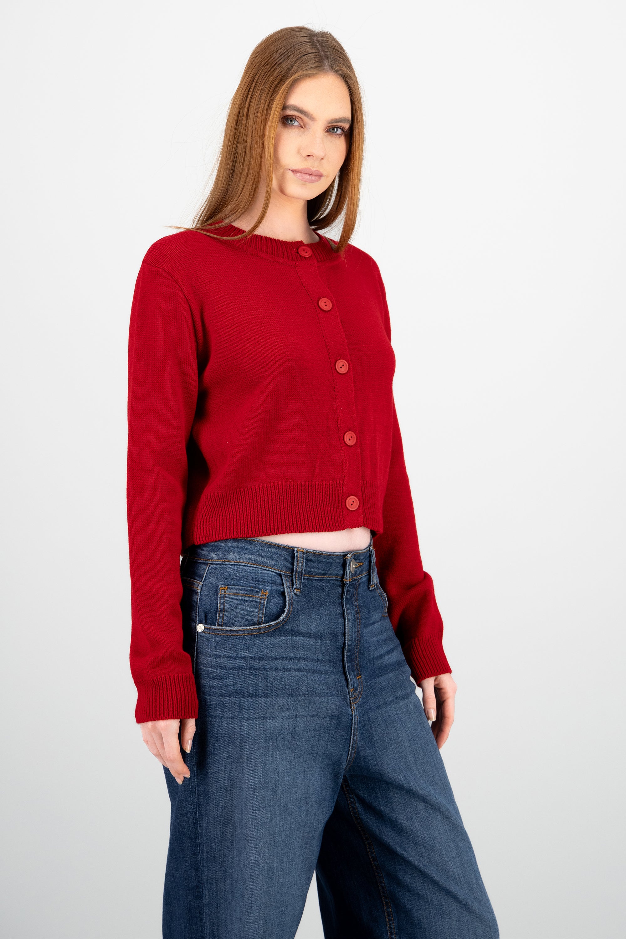 Cardigan botones liso ROJO