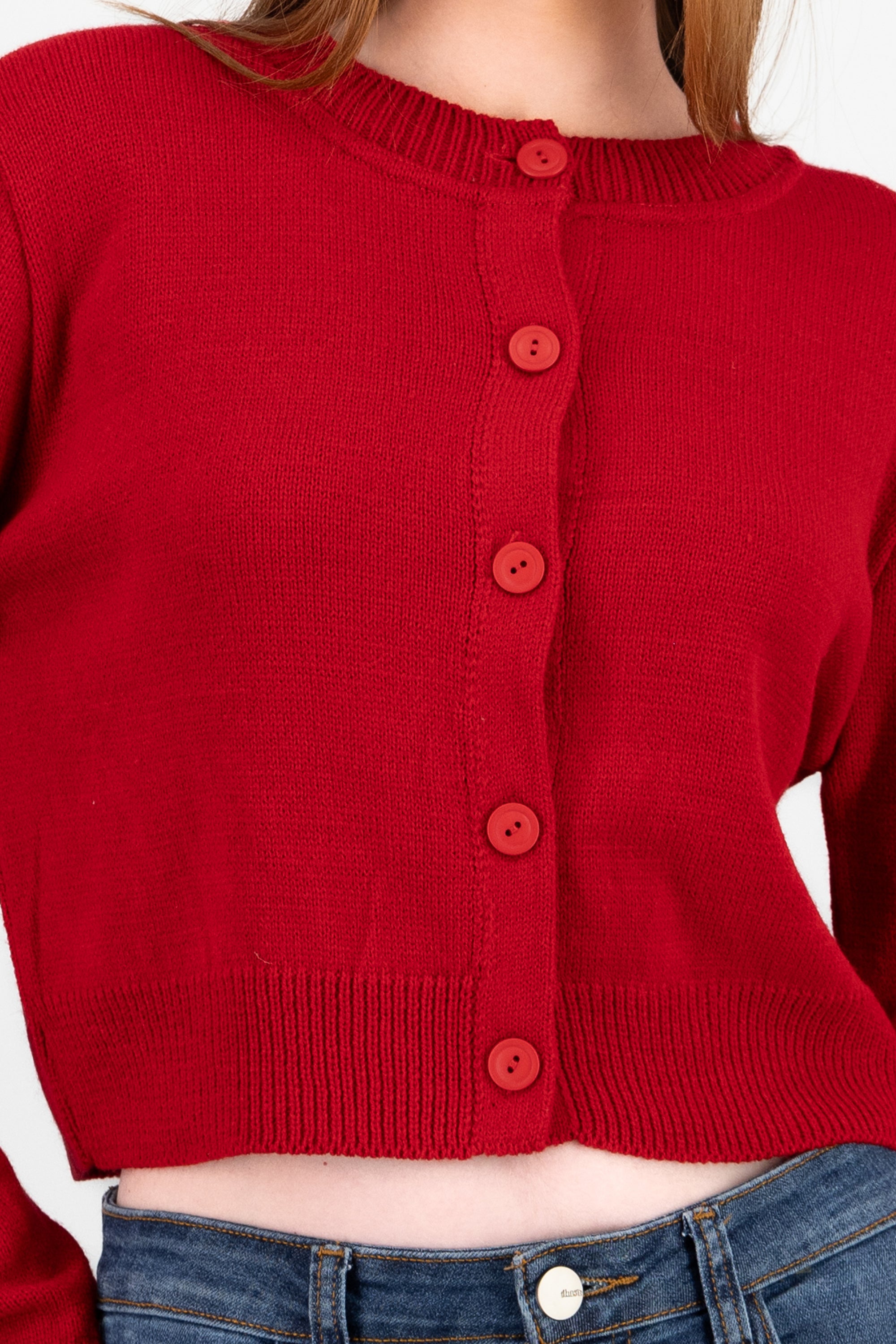 Cardigan botones liso ROJO