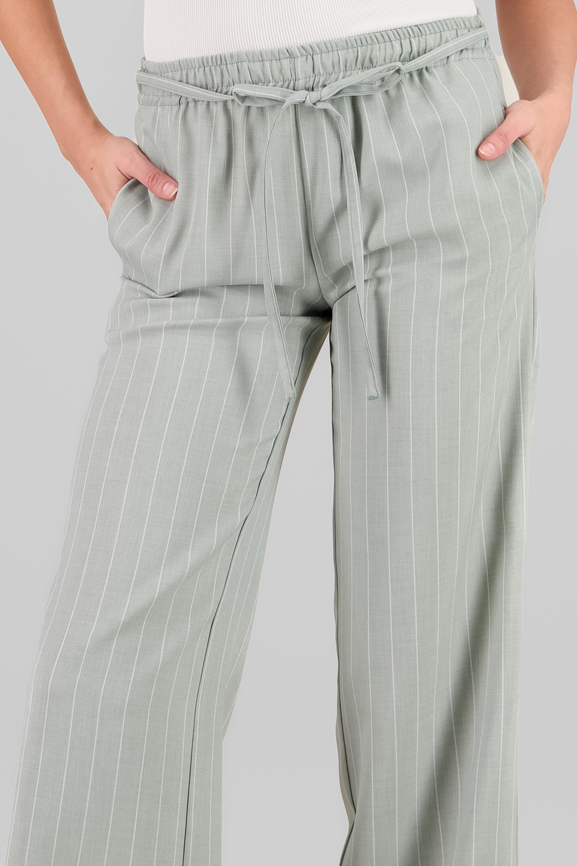 Pantalon recto rayas detalle resorte SAGE