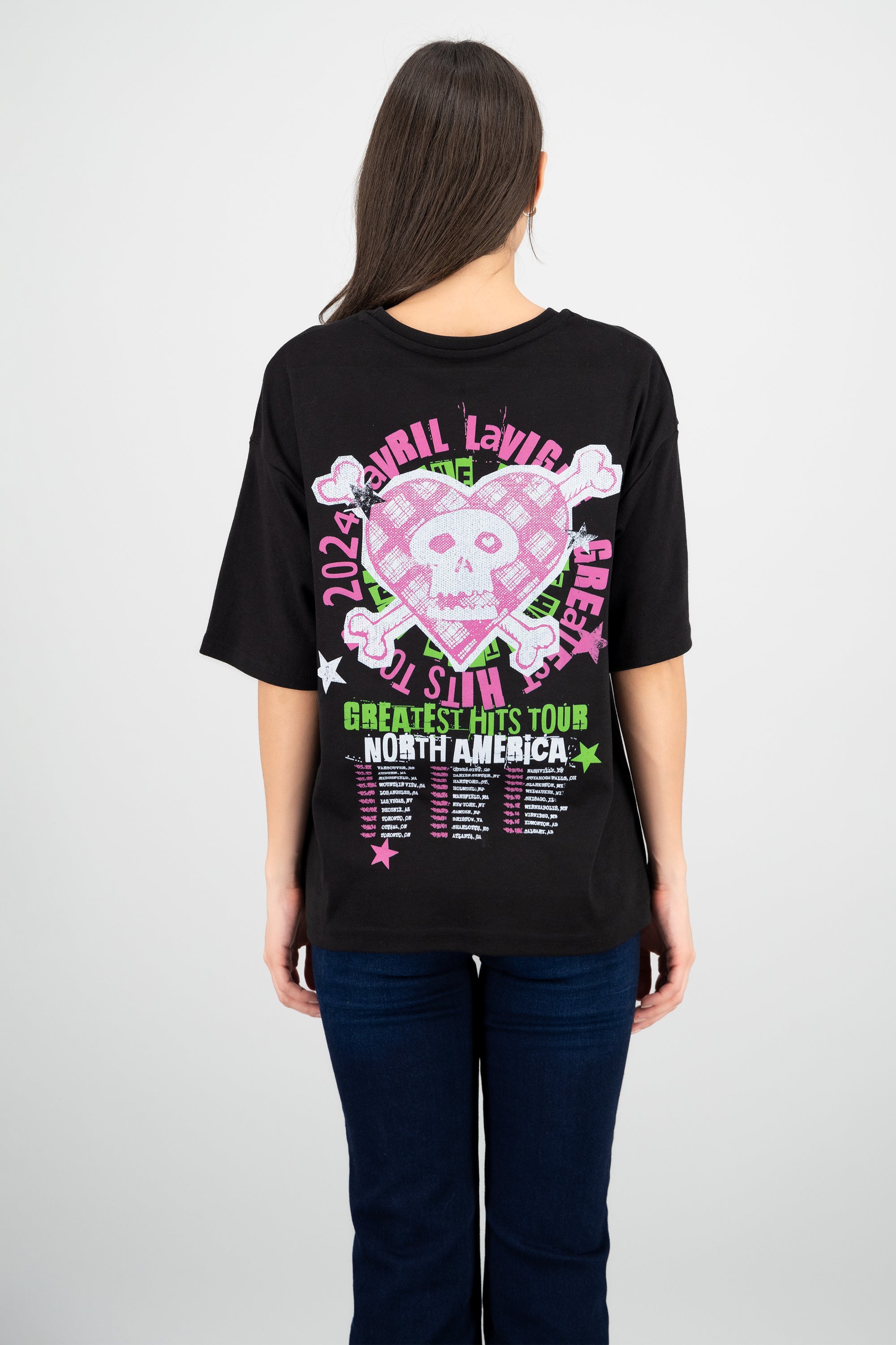 Playera estampado frente y espalda Avril Lavigne NEGRO
