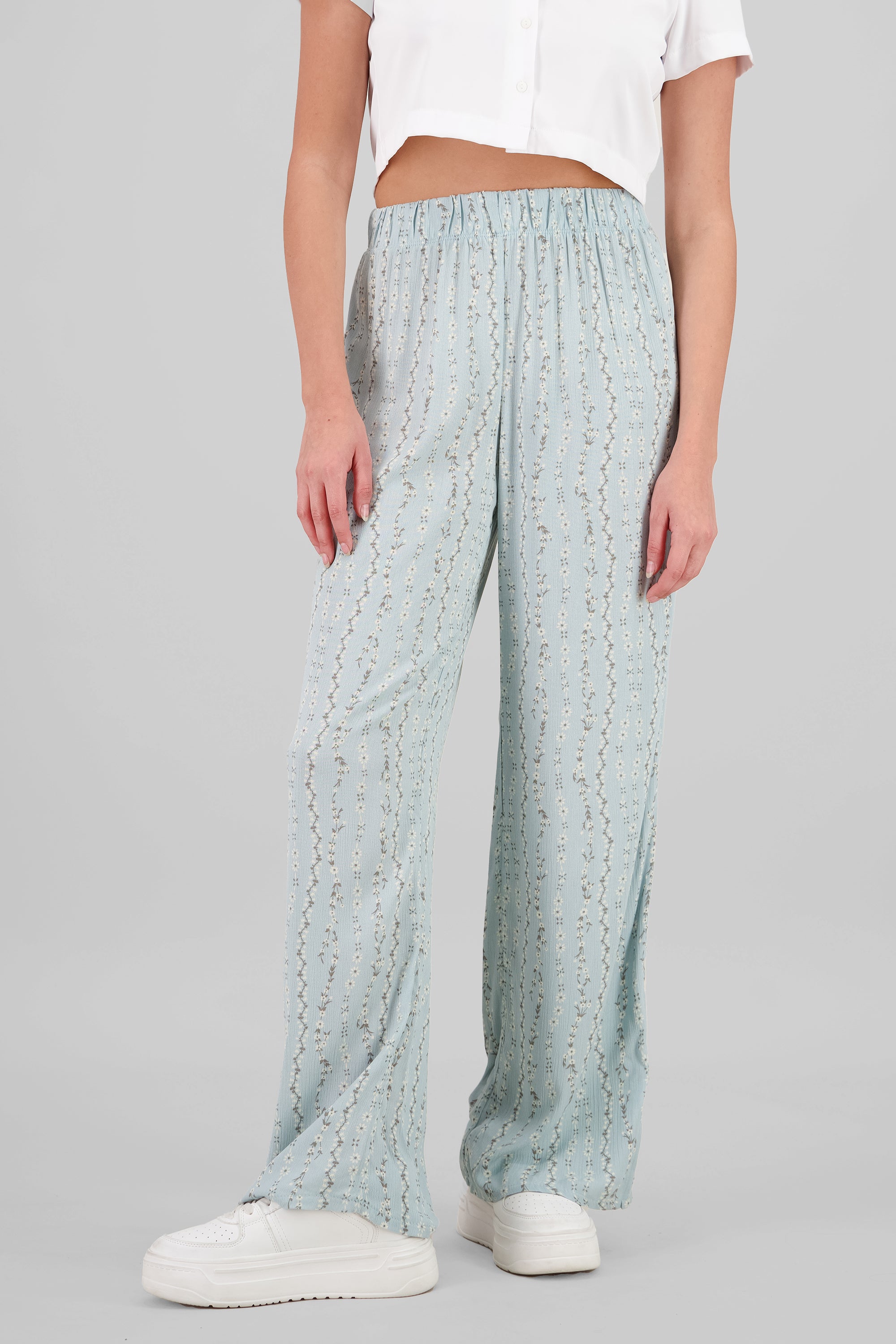 Pantalon fluido estampado flores AZUL COMBO