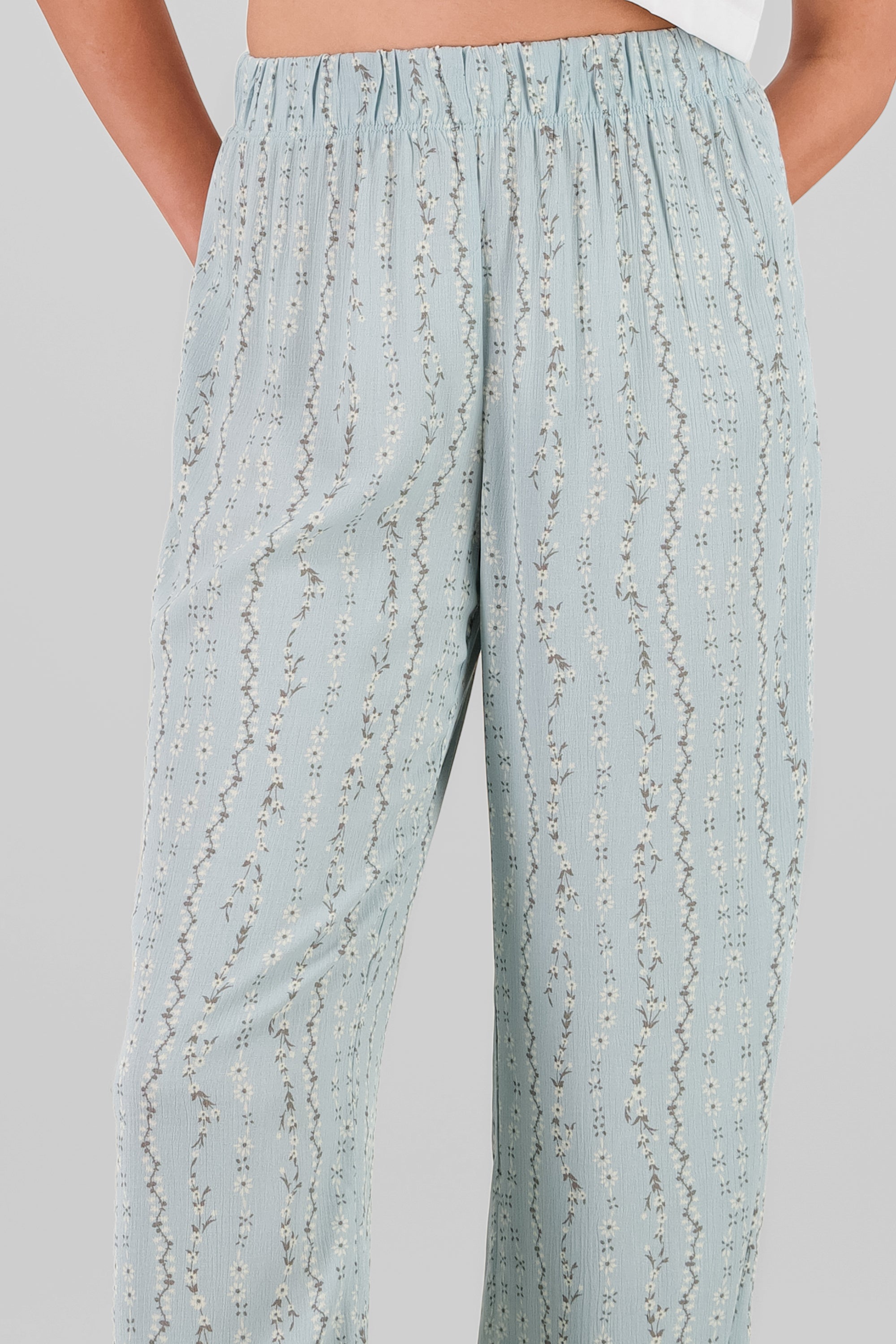 Pantalon fluido estampado flores AZUL COMBO