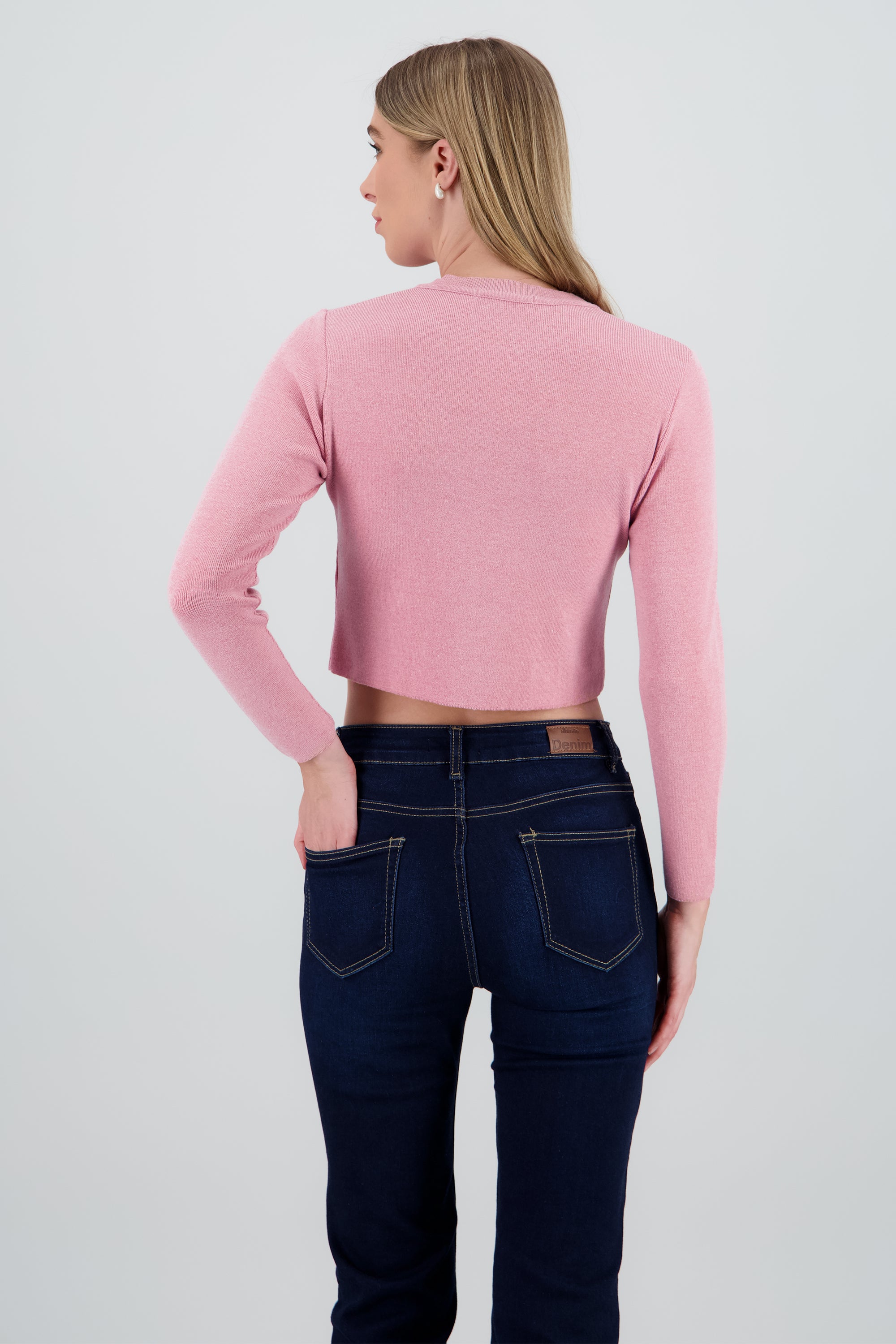 Sueter crop liso manga larga PALO DE ROSA