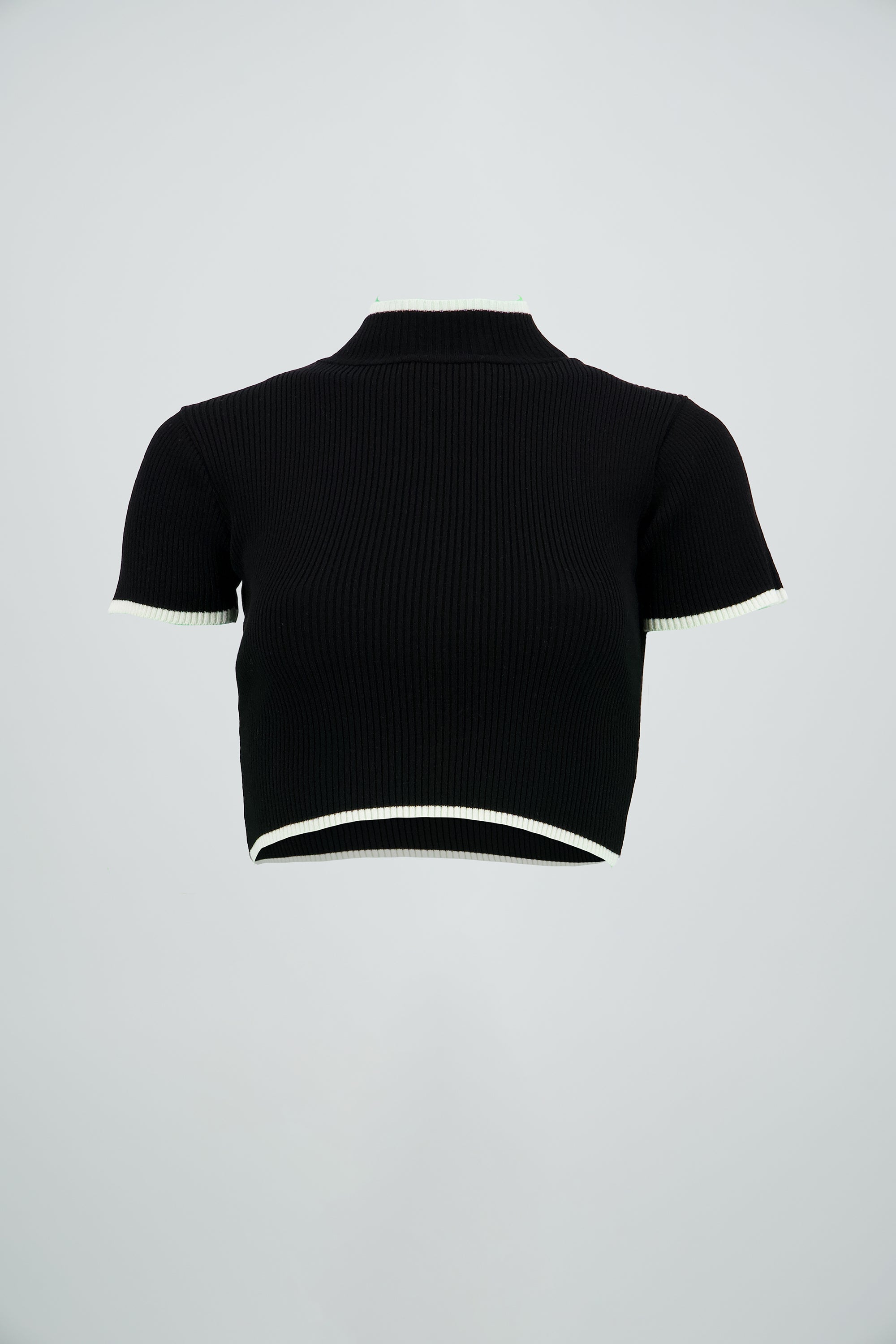 Top tejido contraste corta NEGRO COMBO