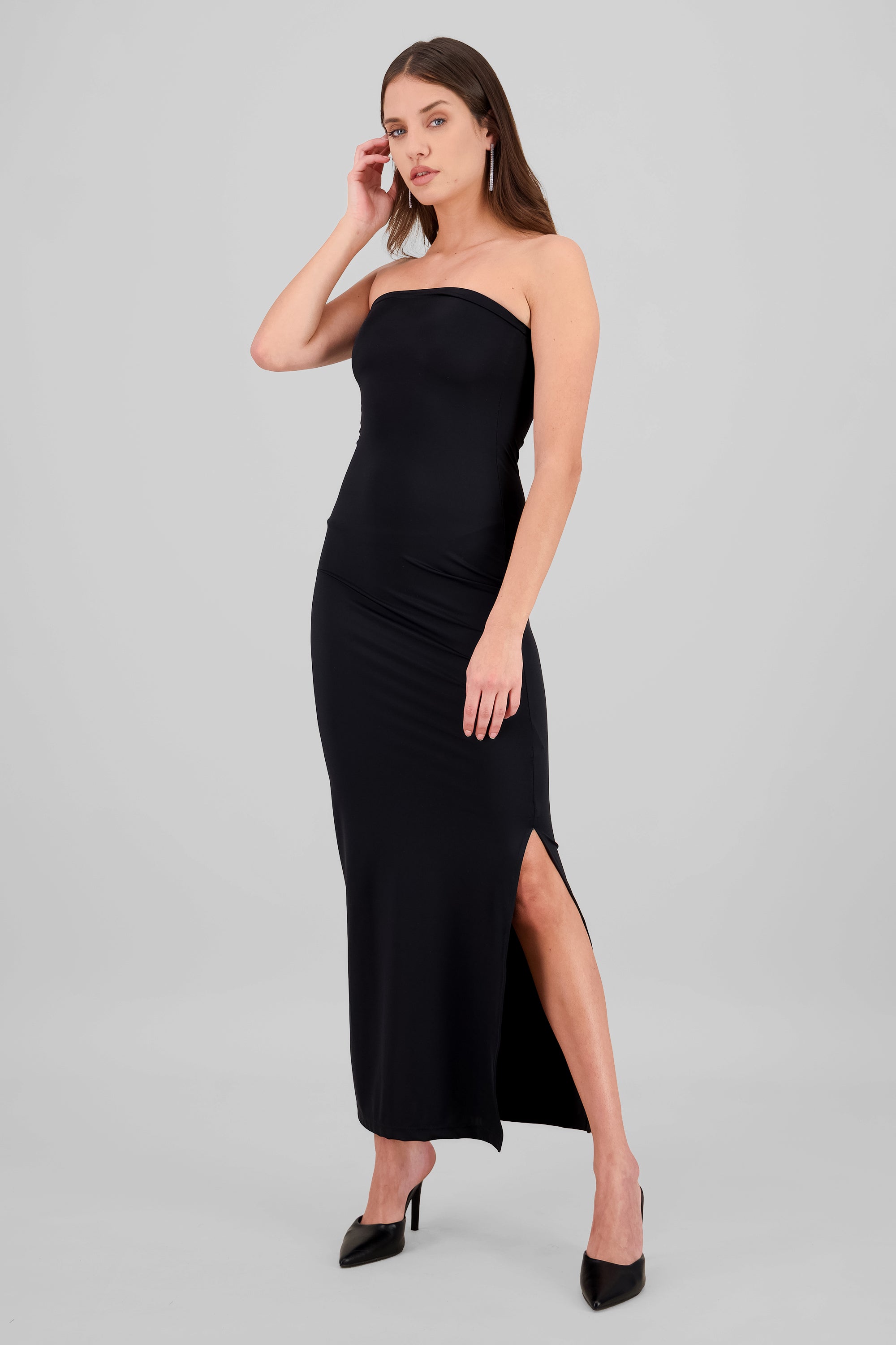 Vestido tubo bandeau liso NEGRO