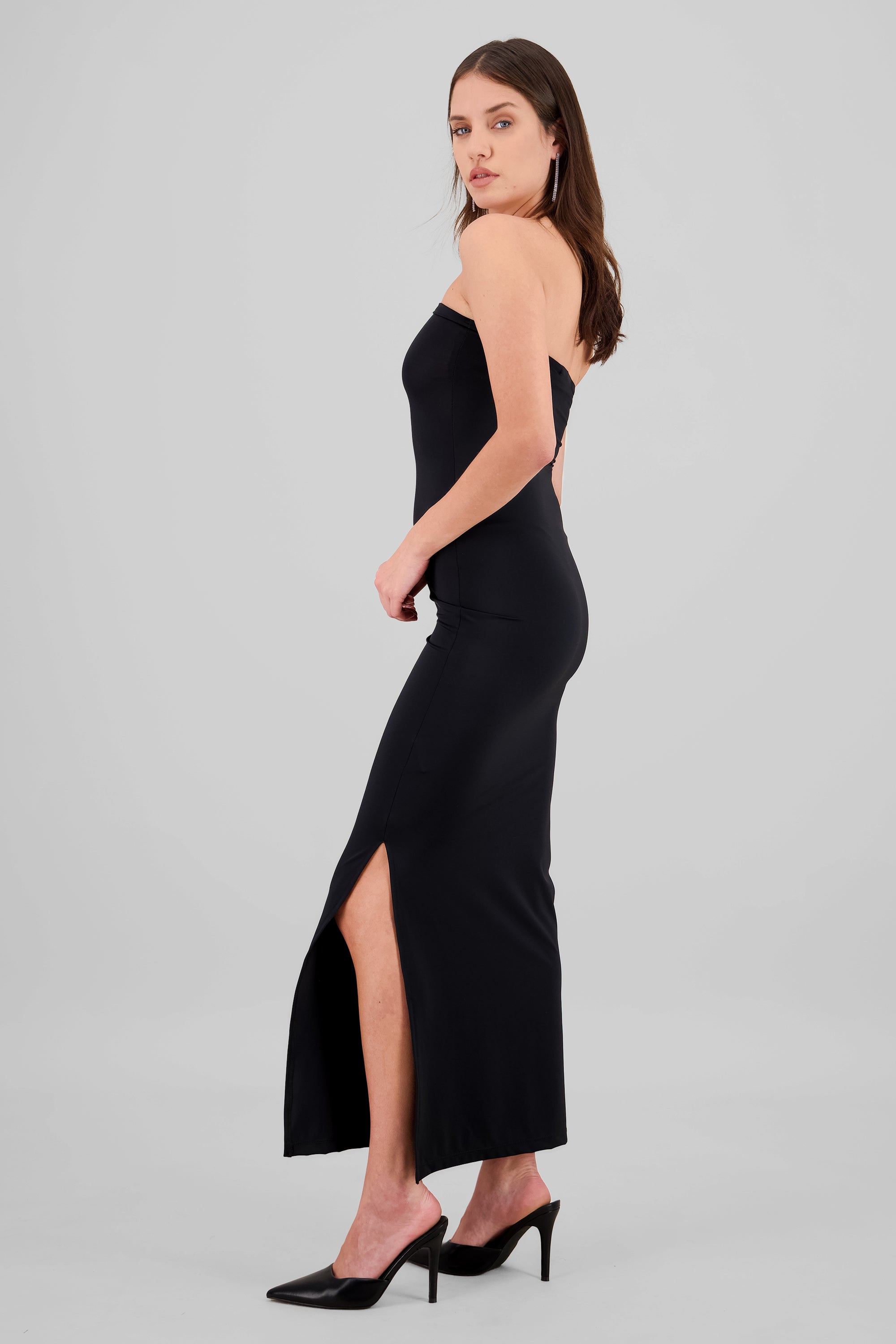 Vestido tubo bandeau liso NEGRO