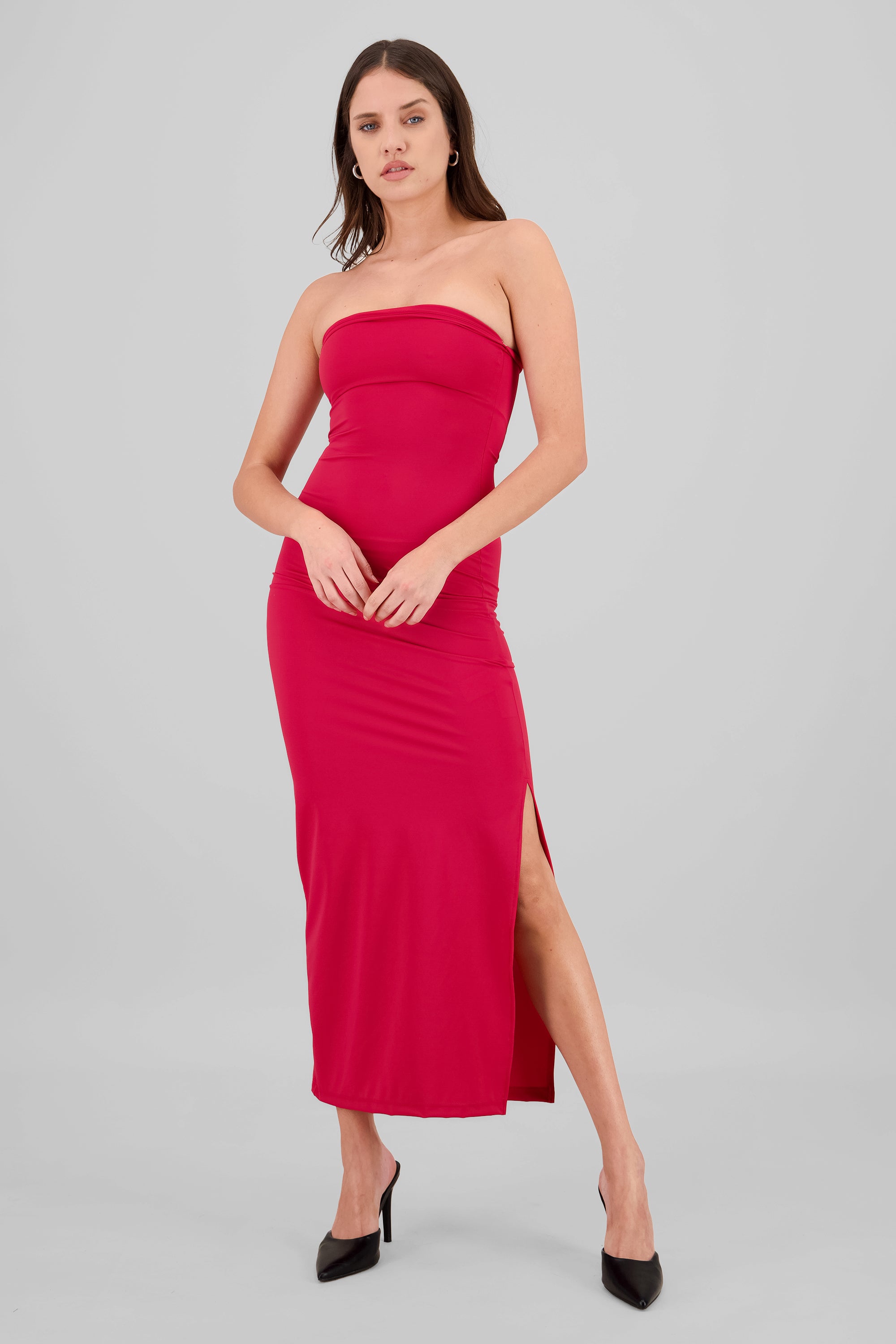 Vestido tubo bandeau liso ROJO