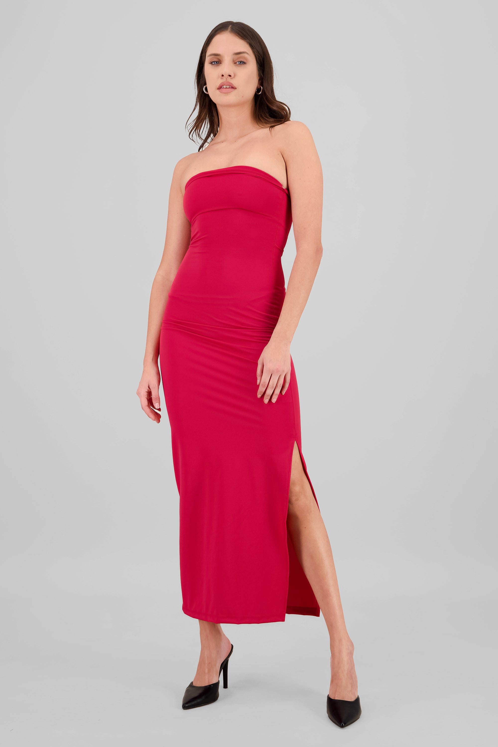 Vestido tubo bandeau liso ROJO