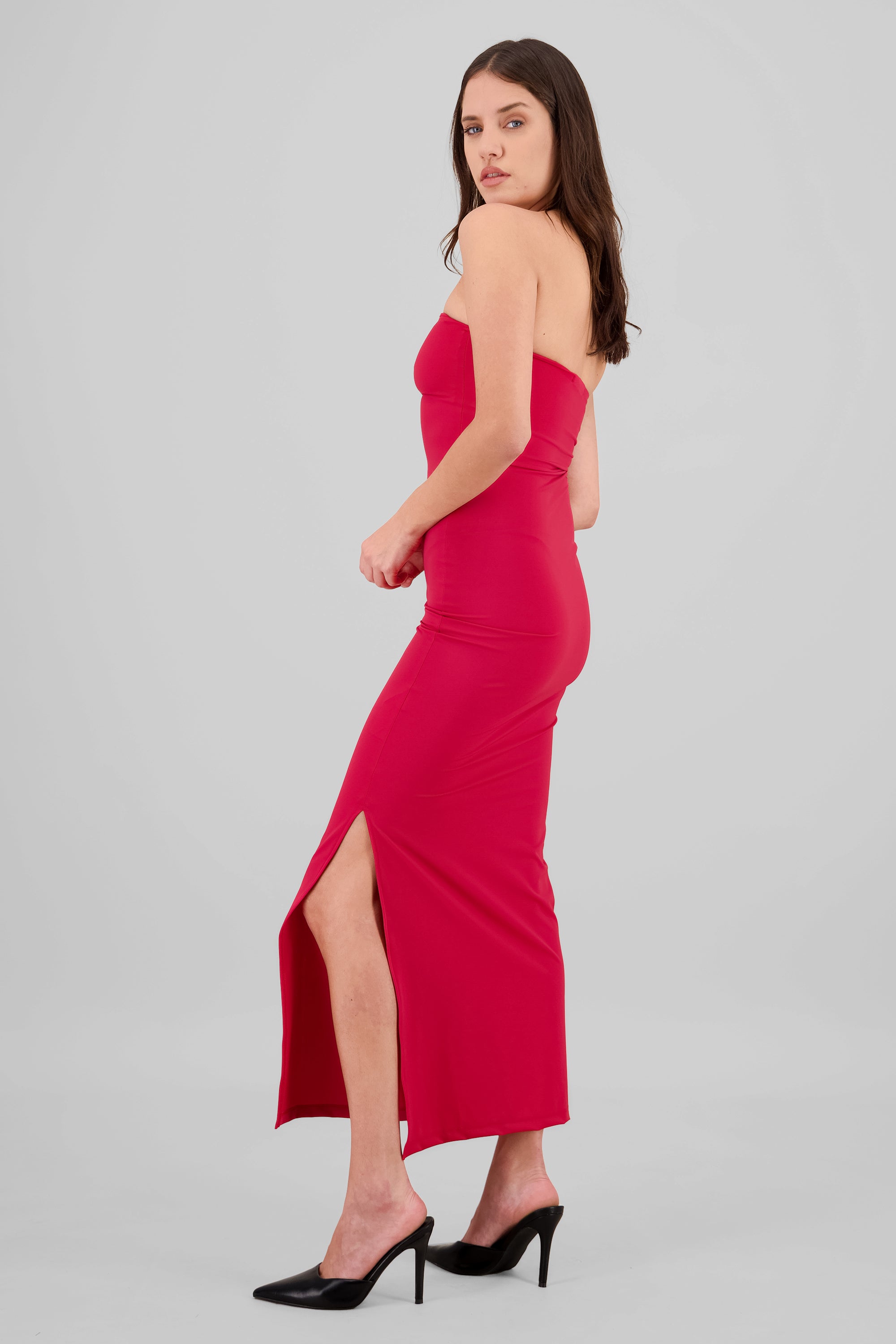 Vestido tubo bandeau liso ROJO