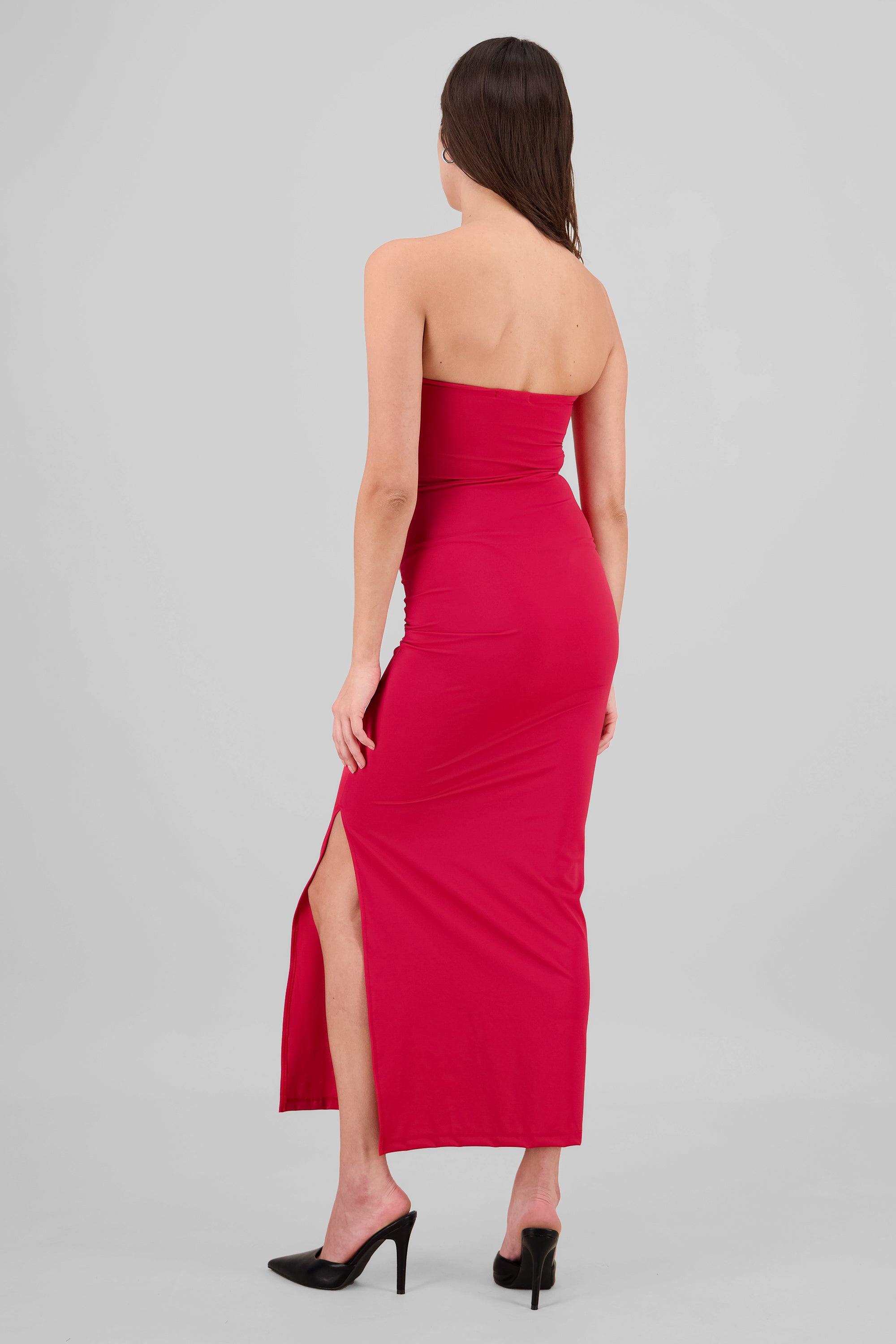 Vestido tubo bandeau liso ROJO