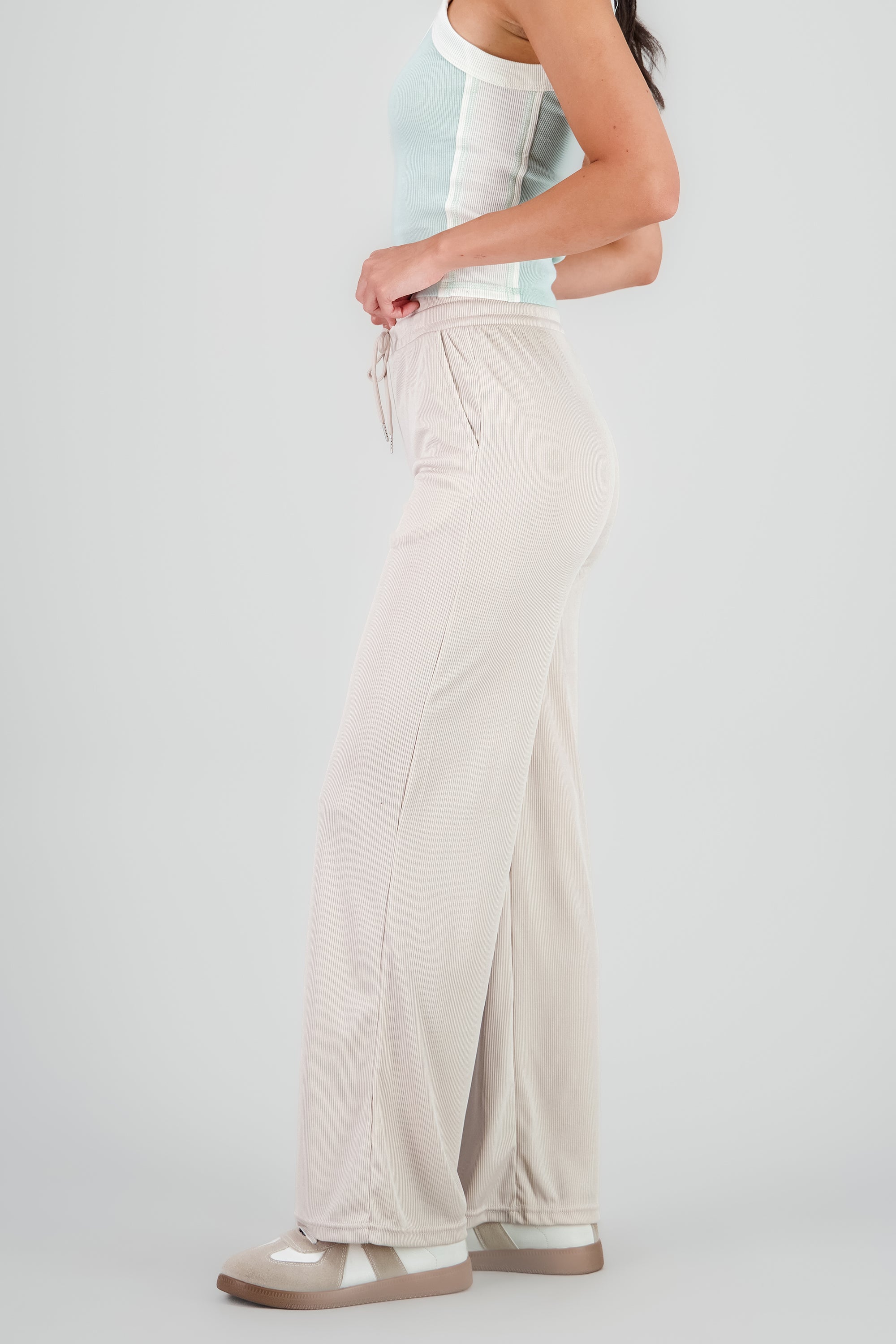 Pantalones de rib wide leg lisos ARENA