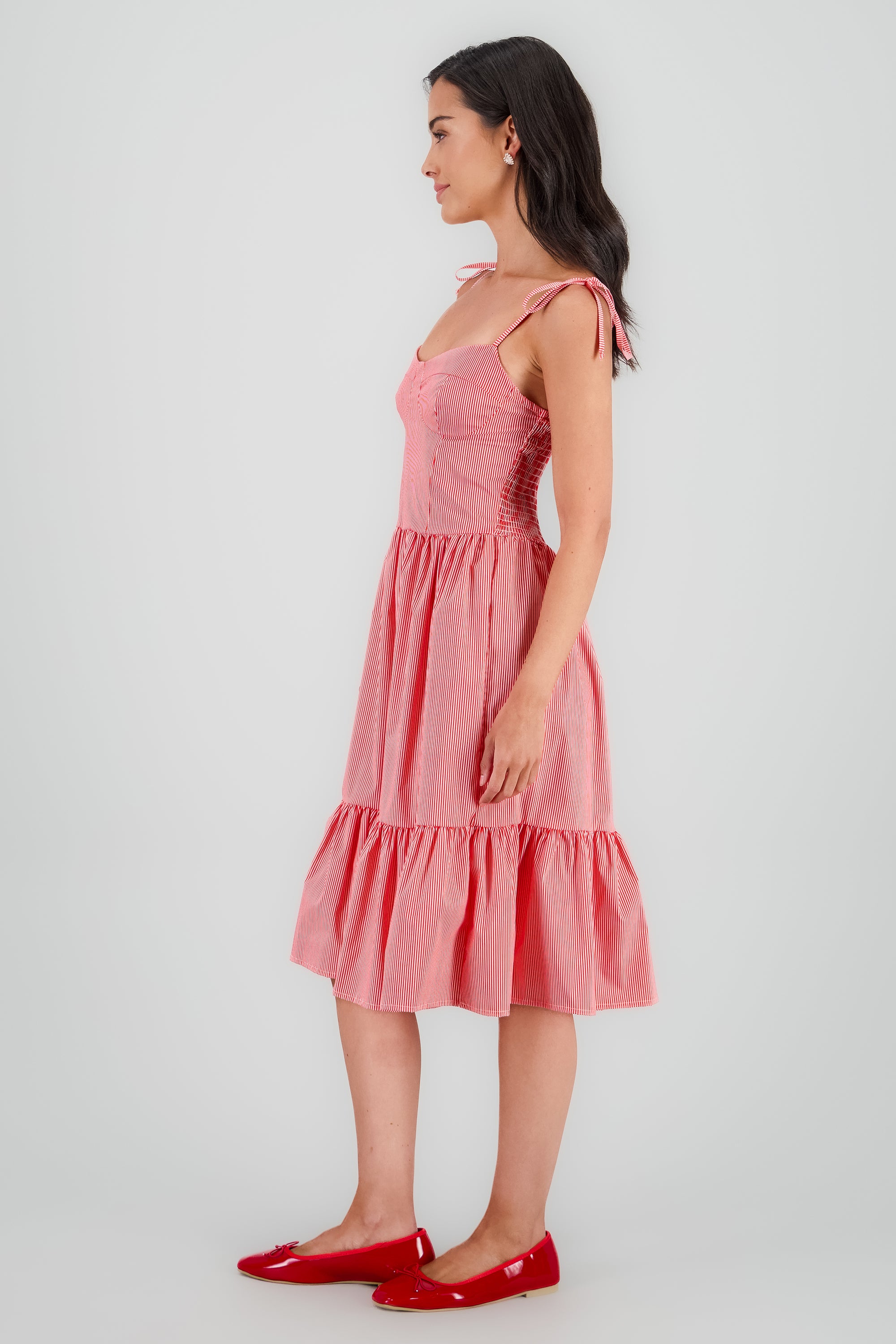 Vestido mini tirantes copas olan ROJO COMBO