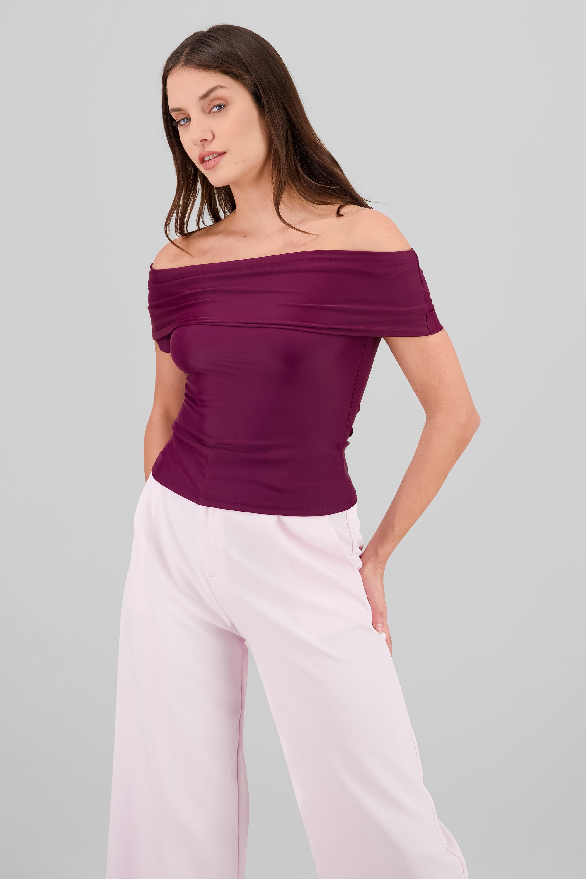 Top off shoulder liso con manga Hypsters VINO