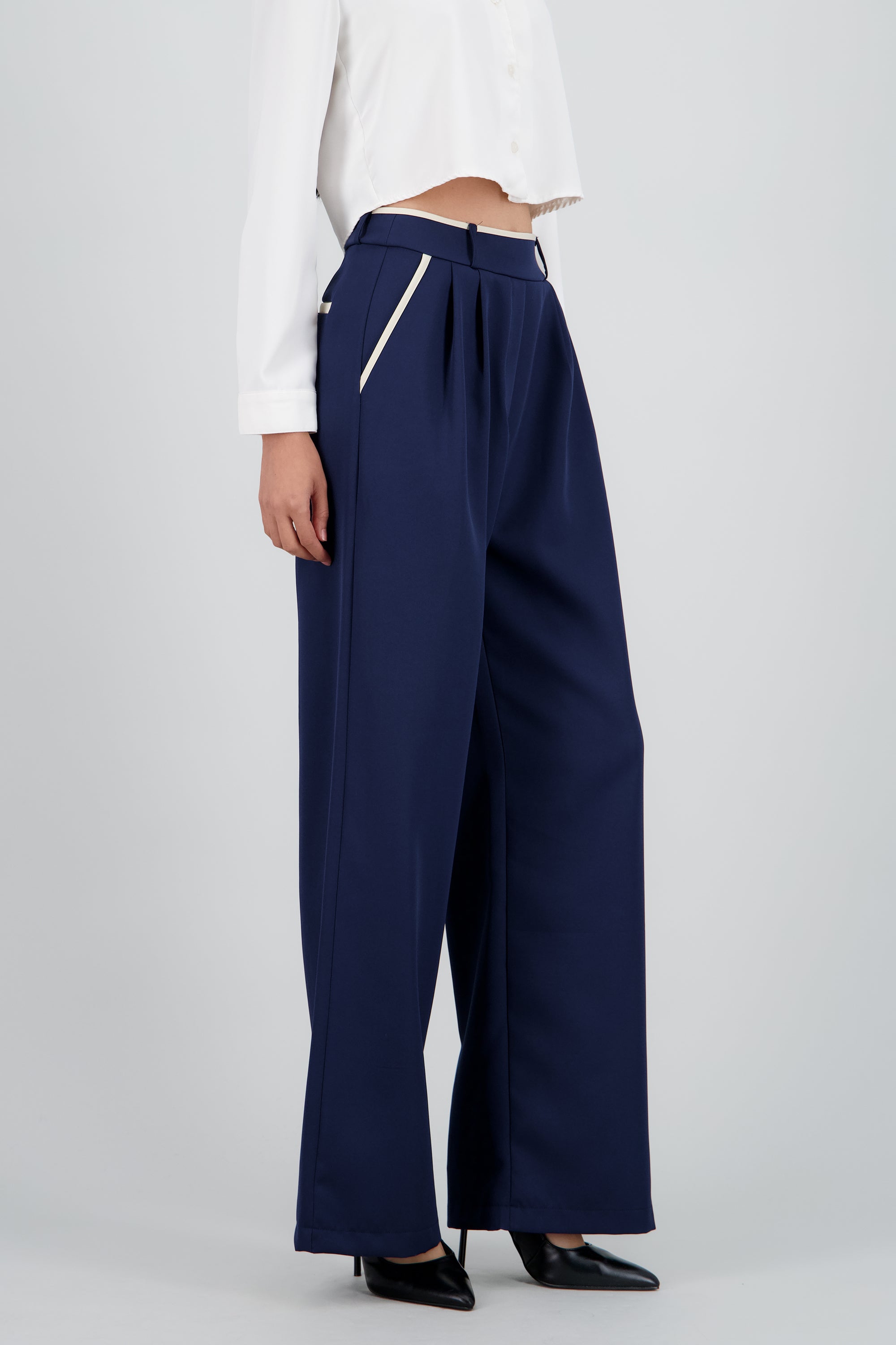 Pantalon sastre con pinza detalle contraste Hyp MARINO COMBO