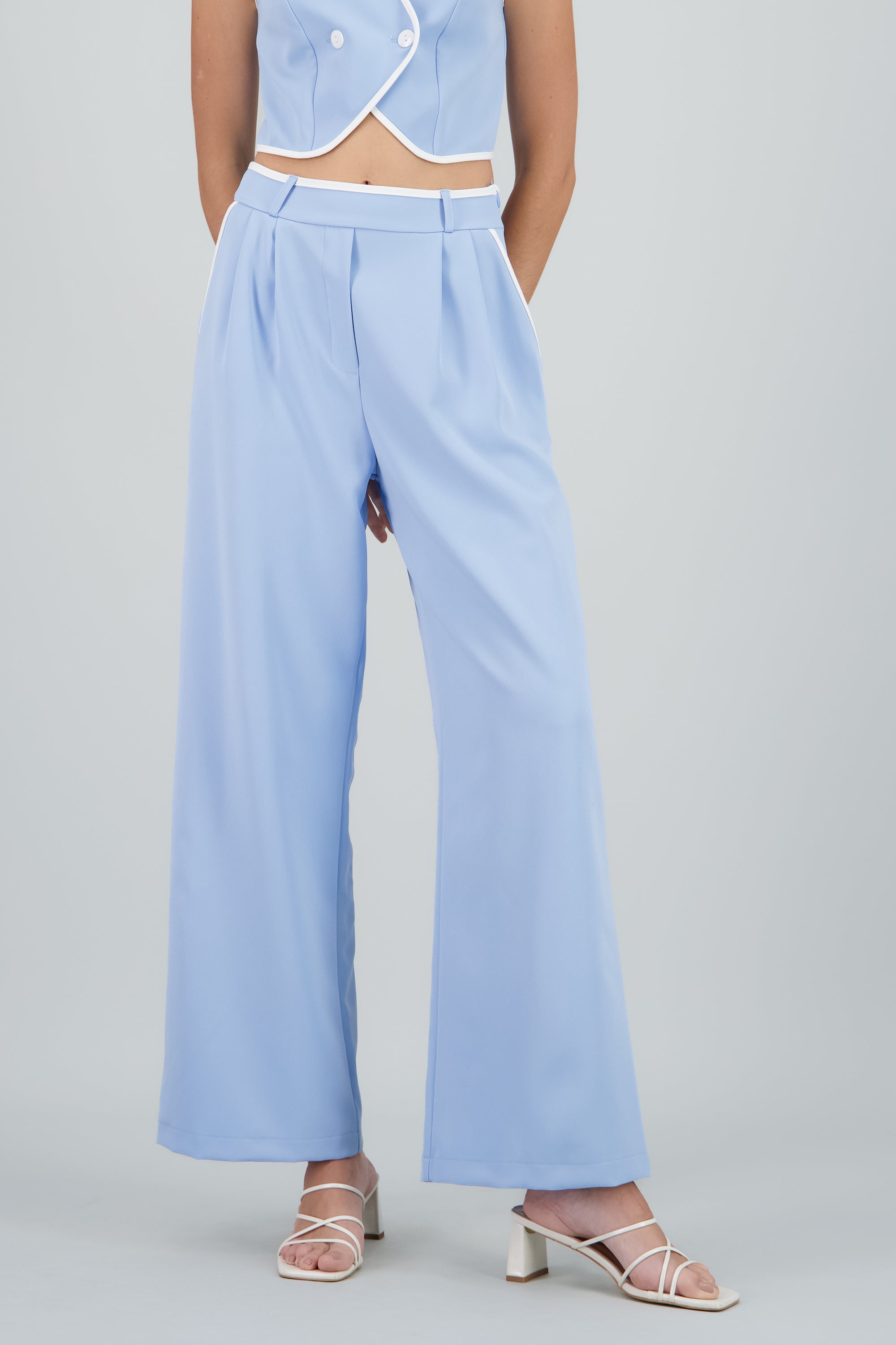 Pantalon sastre con pinza detalle contraste Hyp AZUL PASTEL