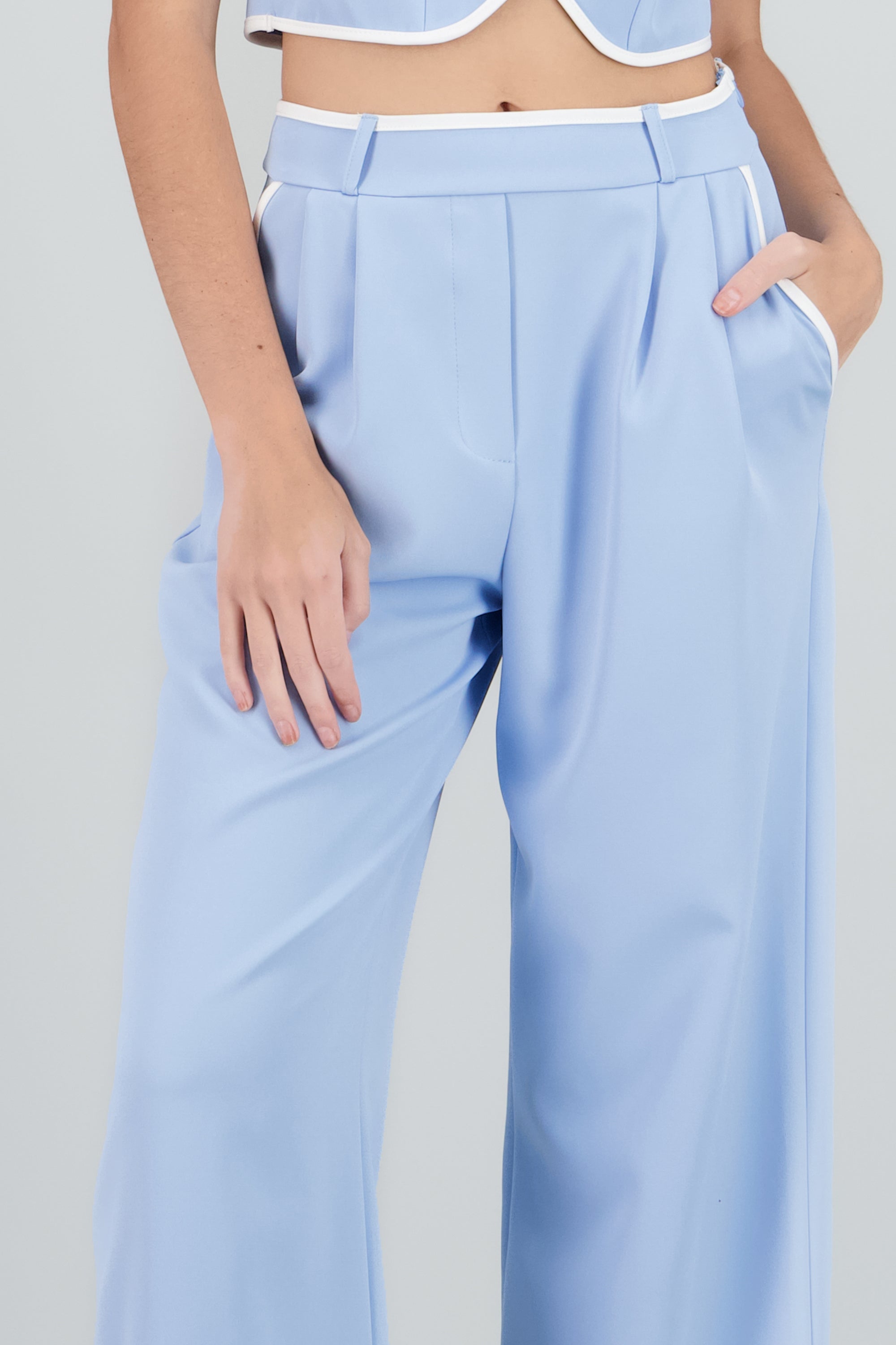 Pantalon sastre con pinza detalle contraste Hyp AZUL PASTEL