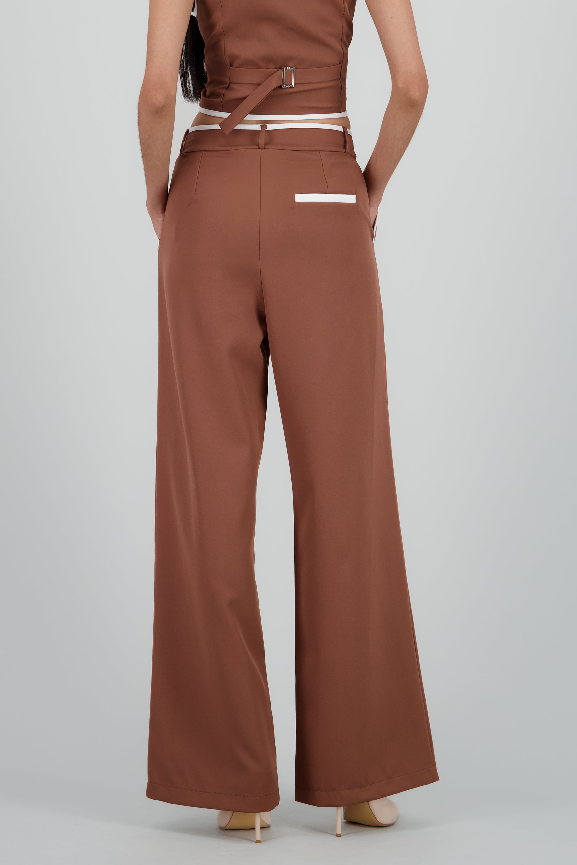 Pantalon sastre con pinza detalle contraste Hyp CAFE COMBO