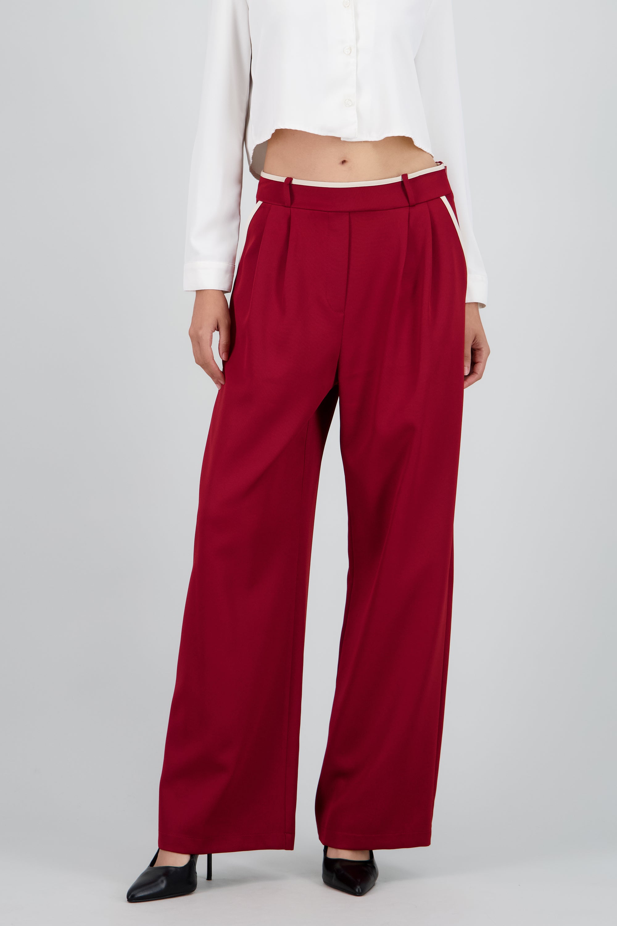 Pantalon sastre con pinza detalle contraste Hyp ROJO