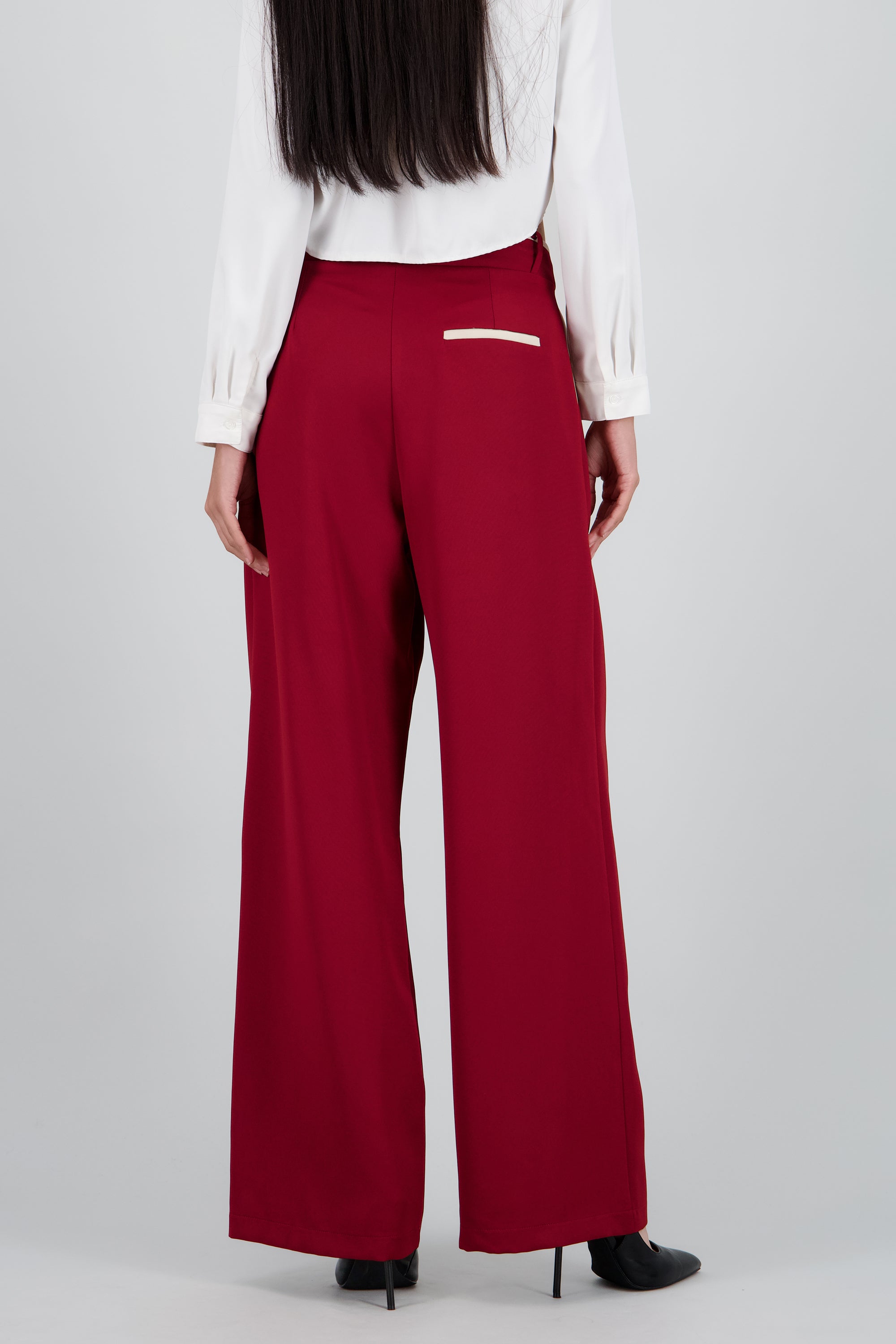 Pantalon sastre con pinza detalle contraste Hyp ROJO