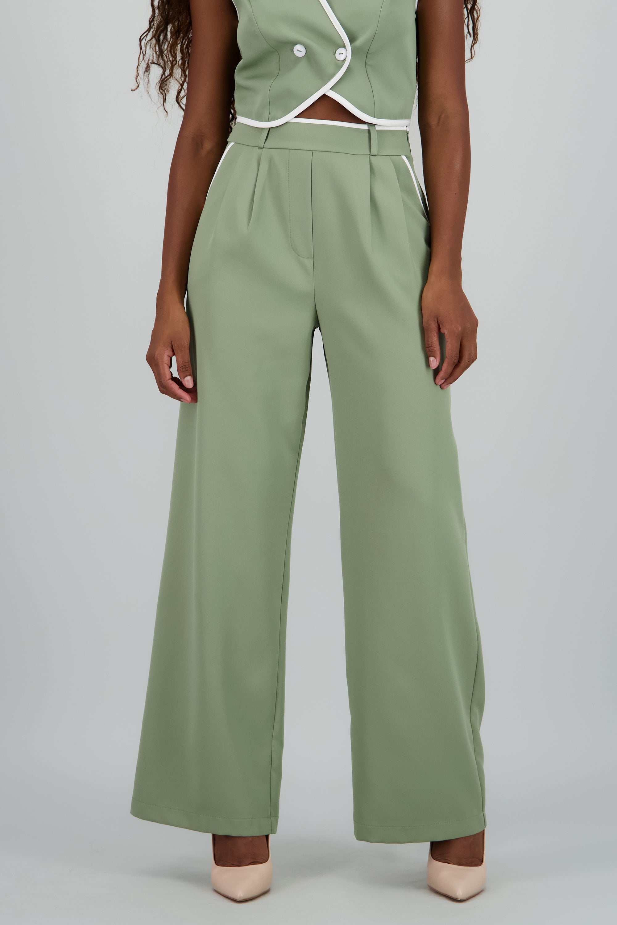 Pantalon sastre con pinza detalle contraste Hyp SAGE